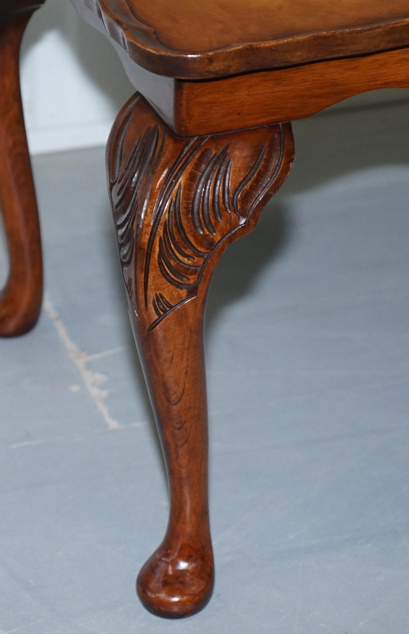 Bevan Funnell Burr Walnut Cut Coffee Table with Elegant Long Cabriolet Legs 2