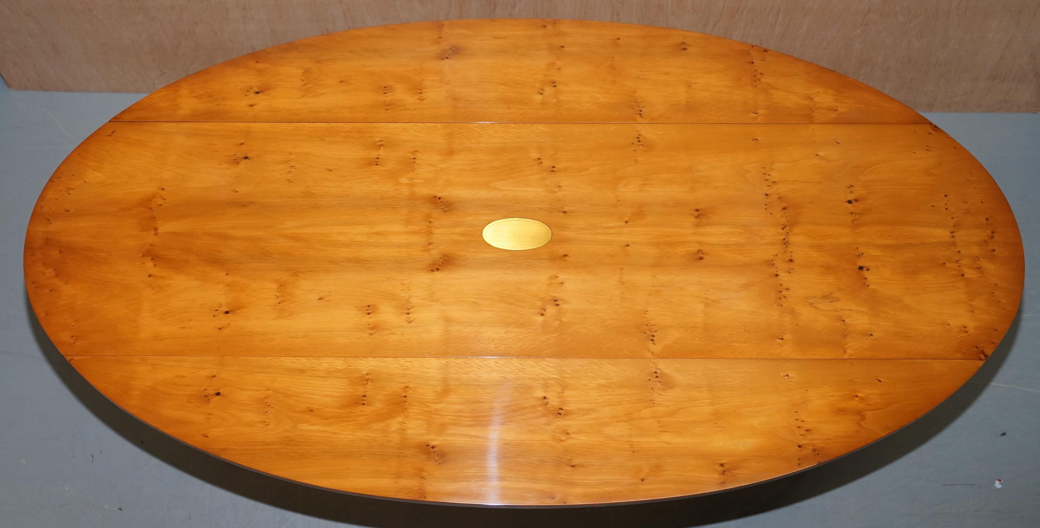 English Bevan Funnell Burr Yew Wood Extending Oval Campaign Coffee Table For Sale