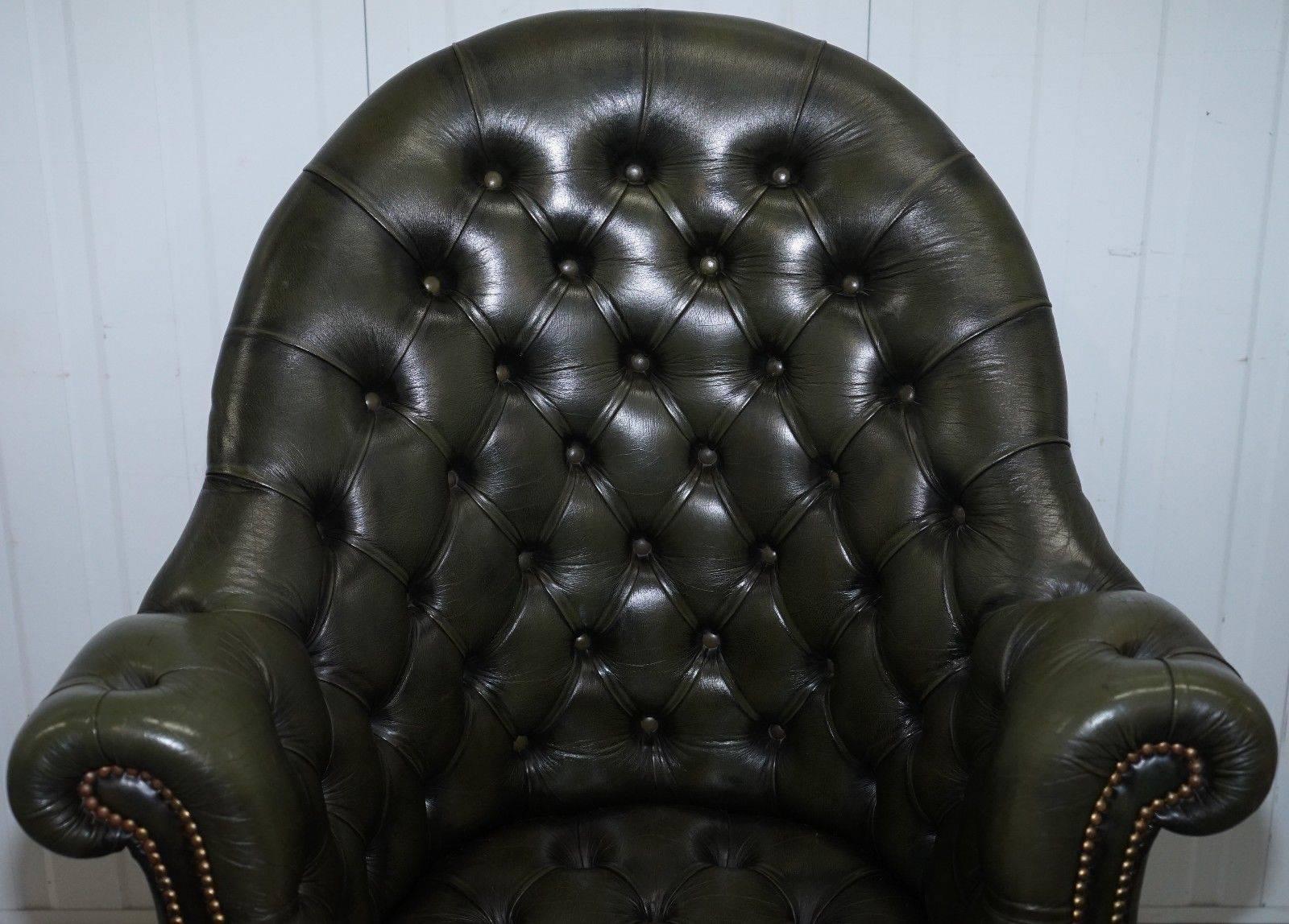 green leather chesterfield office chair