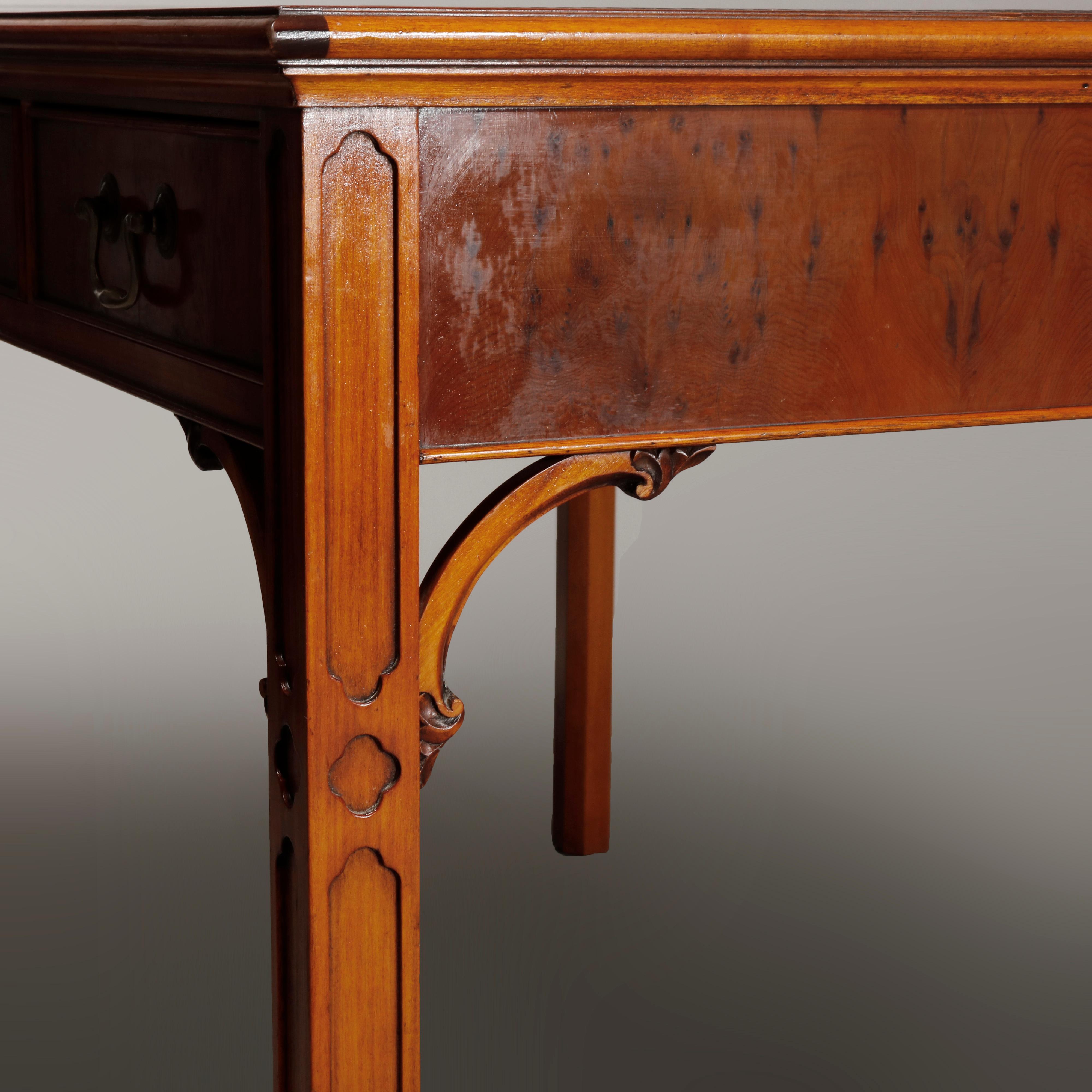 Bevan Funnell English Chinese Chippendale Mahogany & Olivewood Desk, 20th C 11