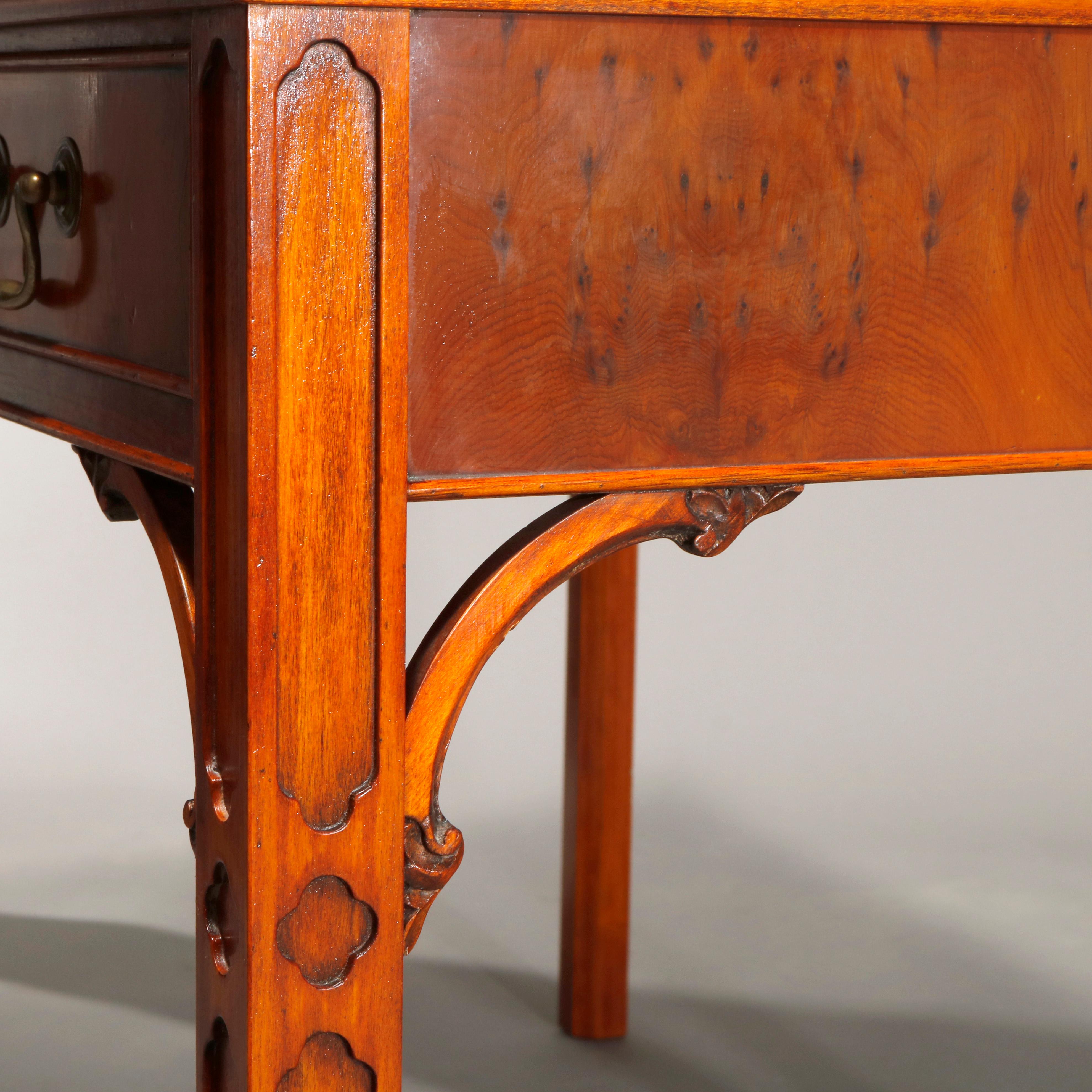 Bevan Funnell English Chinese Chippendale Mahogany & Olivewood Desk, 20th C 2