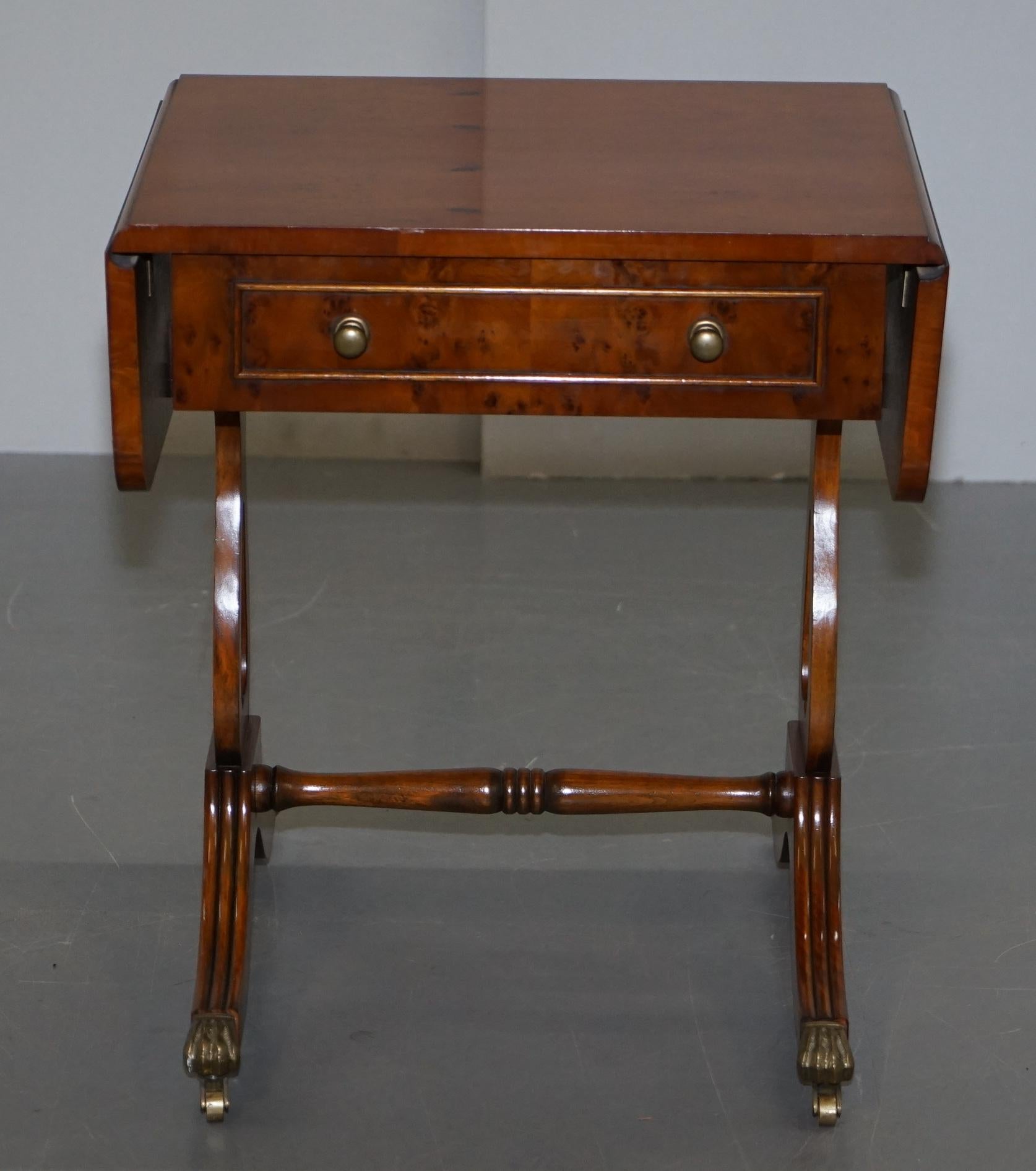 Bevan Funnell Extending Burr Yew Wood Side Table Matching Coffee Table Available 2