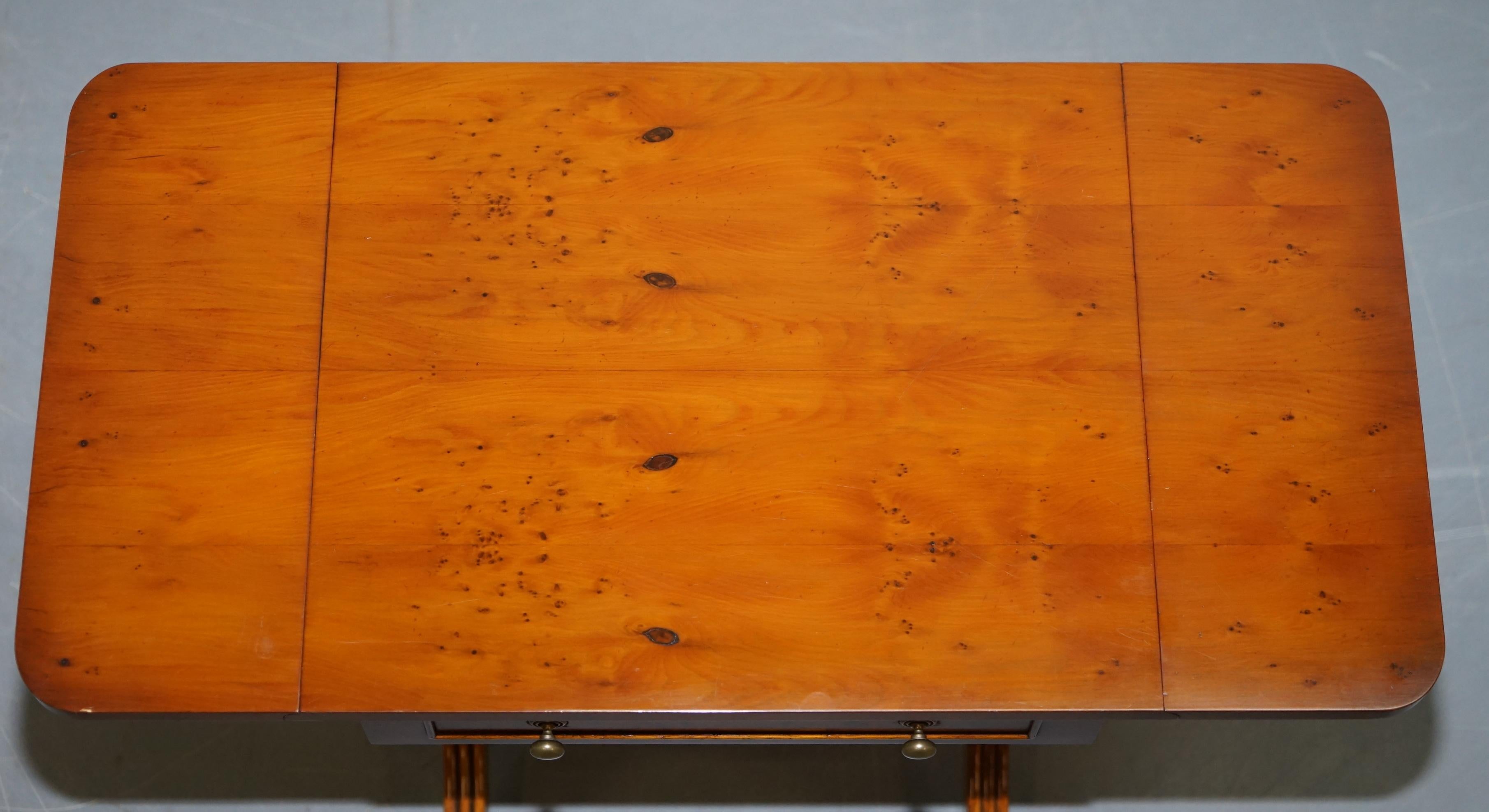 Bevan Funnell Extending Burr Yew Wood Side Table Matching Coffee Table Available 4