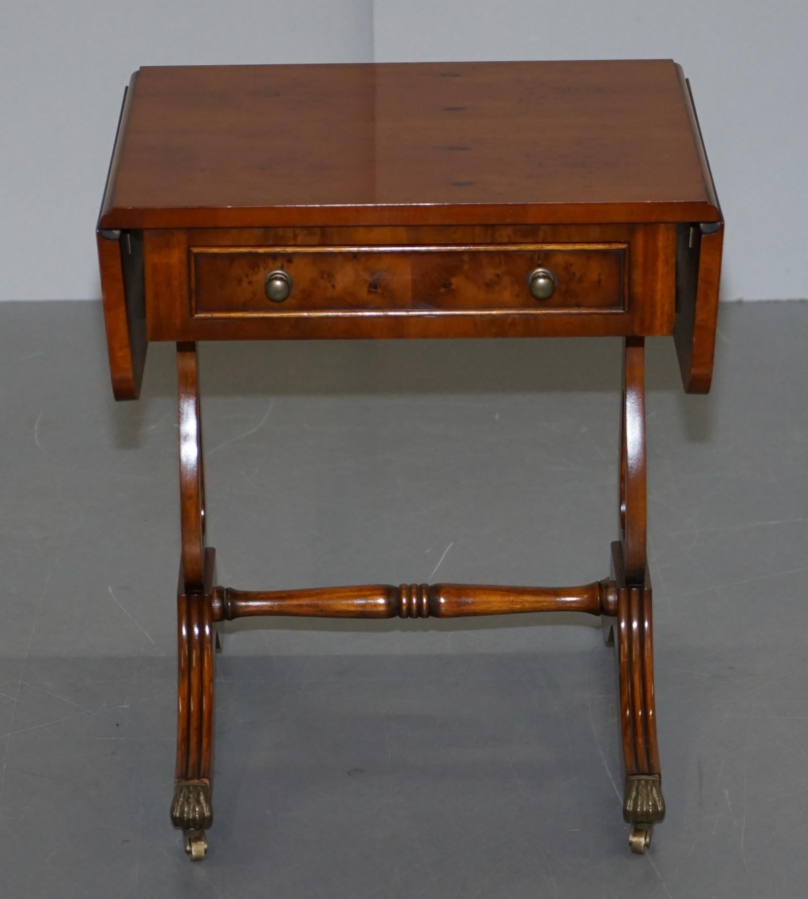 We are delighted to offer for sale this lovely perfect condition Bevan Funnell Burr Yew wood extending side table

This is a very well made and versatile piece with a timber patina to die for

This piece is in fine order, you will be hard