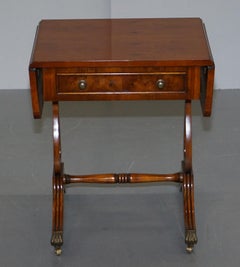 Bevan Funnell Extending Burr Yew Wood Side Table Matching Coffee Table Available