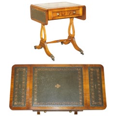 BEVAN FUNNELL TABLE A CARTES EN LUMIÈRE DE RALLONGE EN CUIR VERT BUREAU EN BOIS D'OEUF SiDE