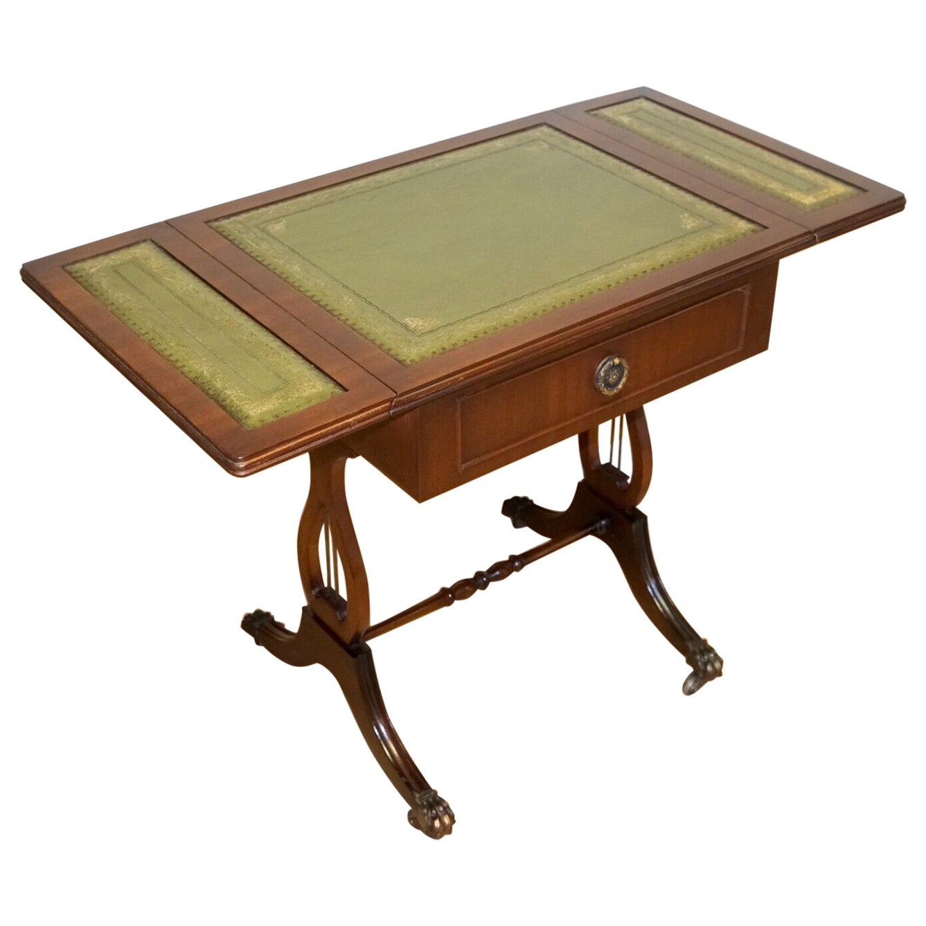 BEVAN FUNNELL HARDWOOD EXTENDiNG SIDE LAMP CARD TABLE LION PAW CASTORS