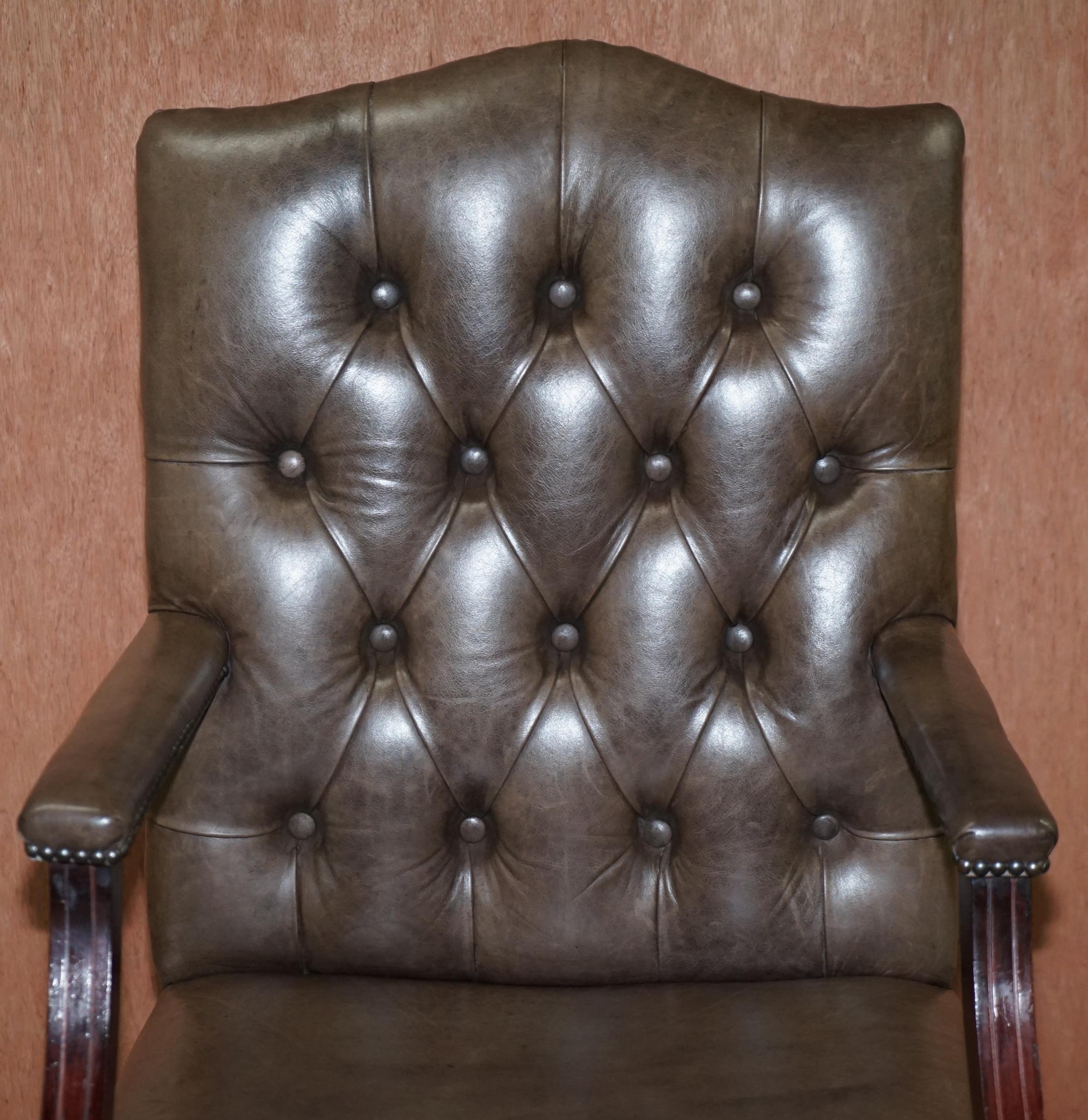 Hand-Carved Bevan Funnell Heritage Leather Chesterfield Captains Directors Chair