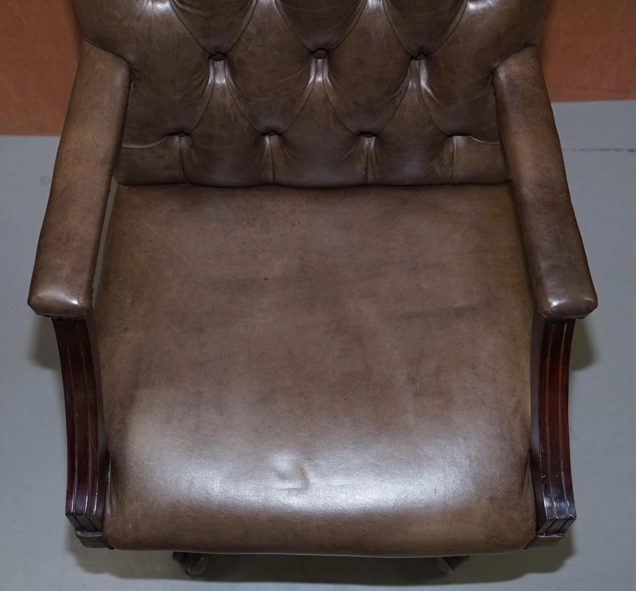 20th Century Bevan Funnell Heritage Leather Chesterfield Captains Directors Chair