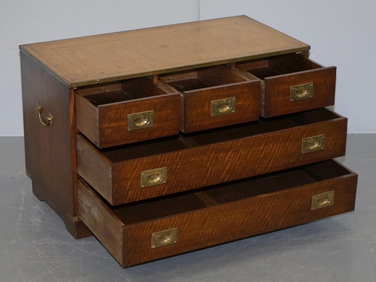 Bevan Funnell Military Campaign Chest of Drawers Leather Top TV Stand
