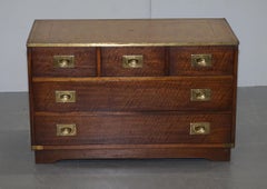 Bevan Funnell Military Campaign Chest of Drawers Leather Top TV Stand