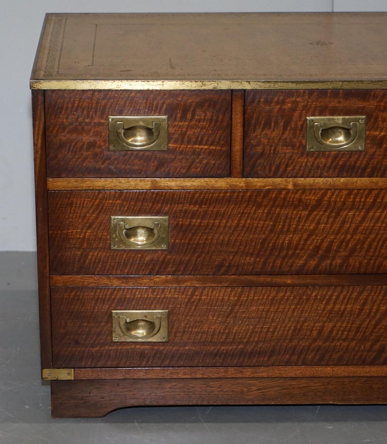 Bevan Funnell Military Campaign Chest of Drawers Leather Top TV Stand