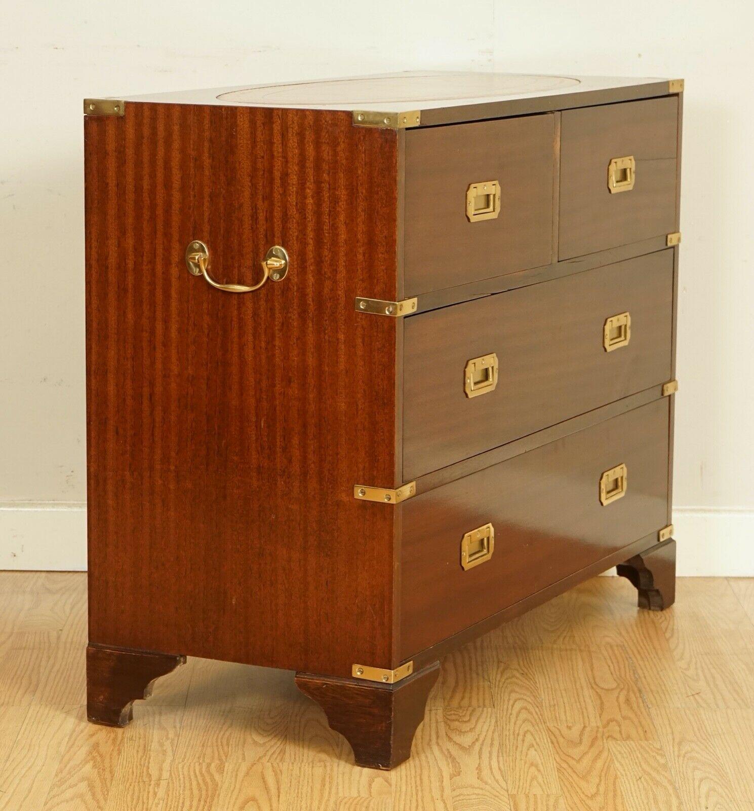 Bevan Funnell Military Campaign Chest of Drawers with Brown Leather Inset Top 5