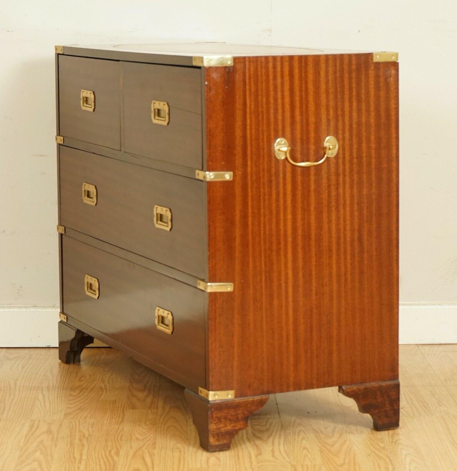 Bevan Funnell Military Campaign Chest of Drawers with Brown Leather Inset Top 6