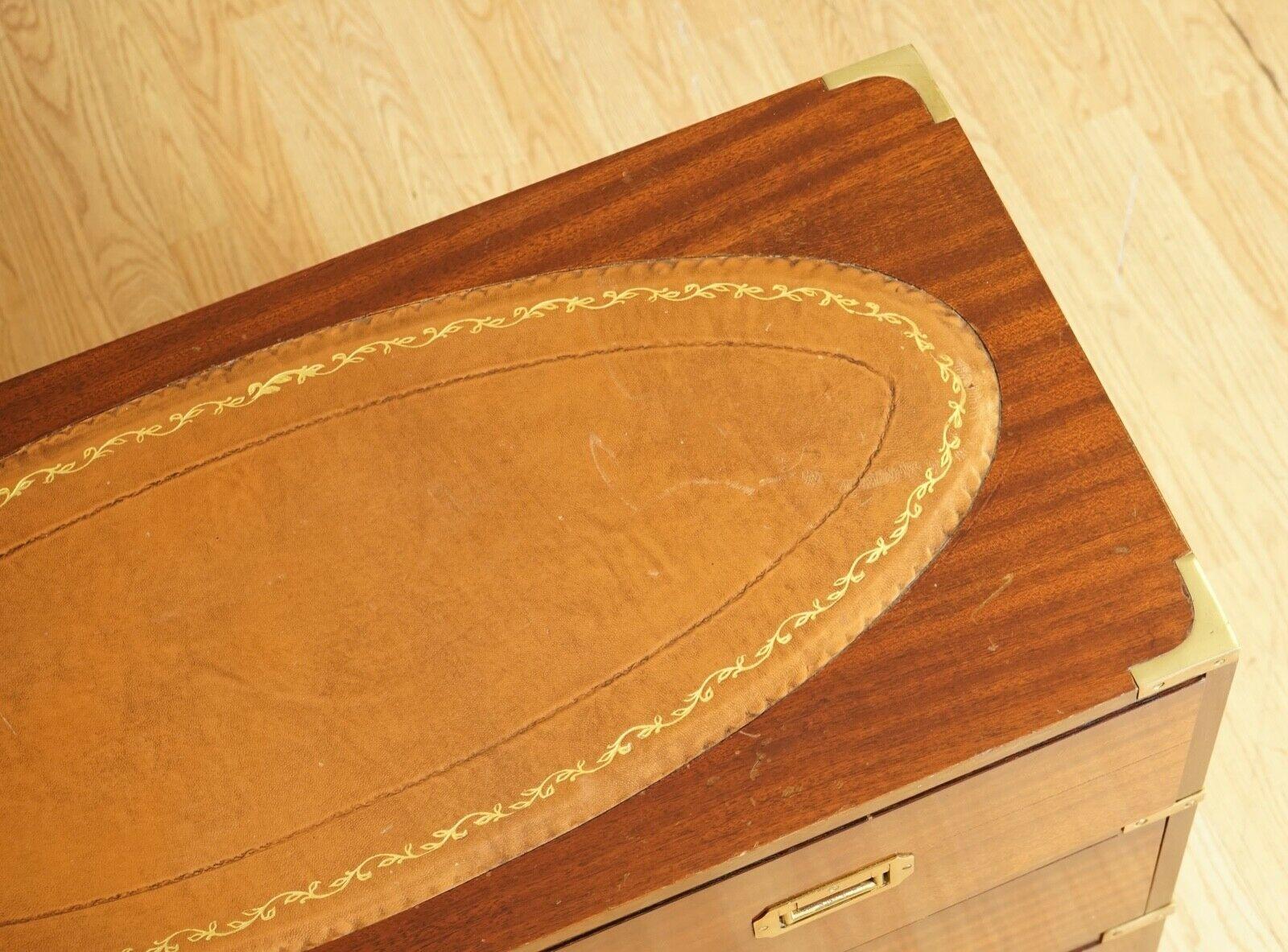 Bevan Funnell Military Campaign Chest of Drawers with Brown Leather Inset Top 4