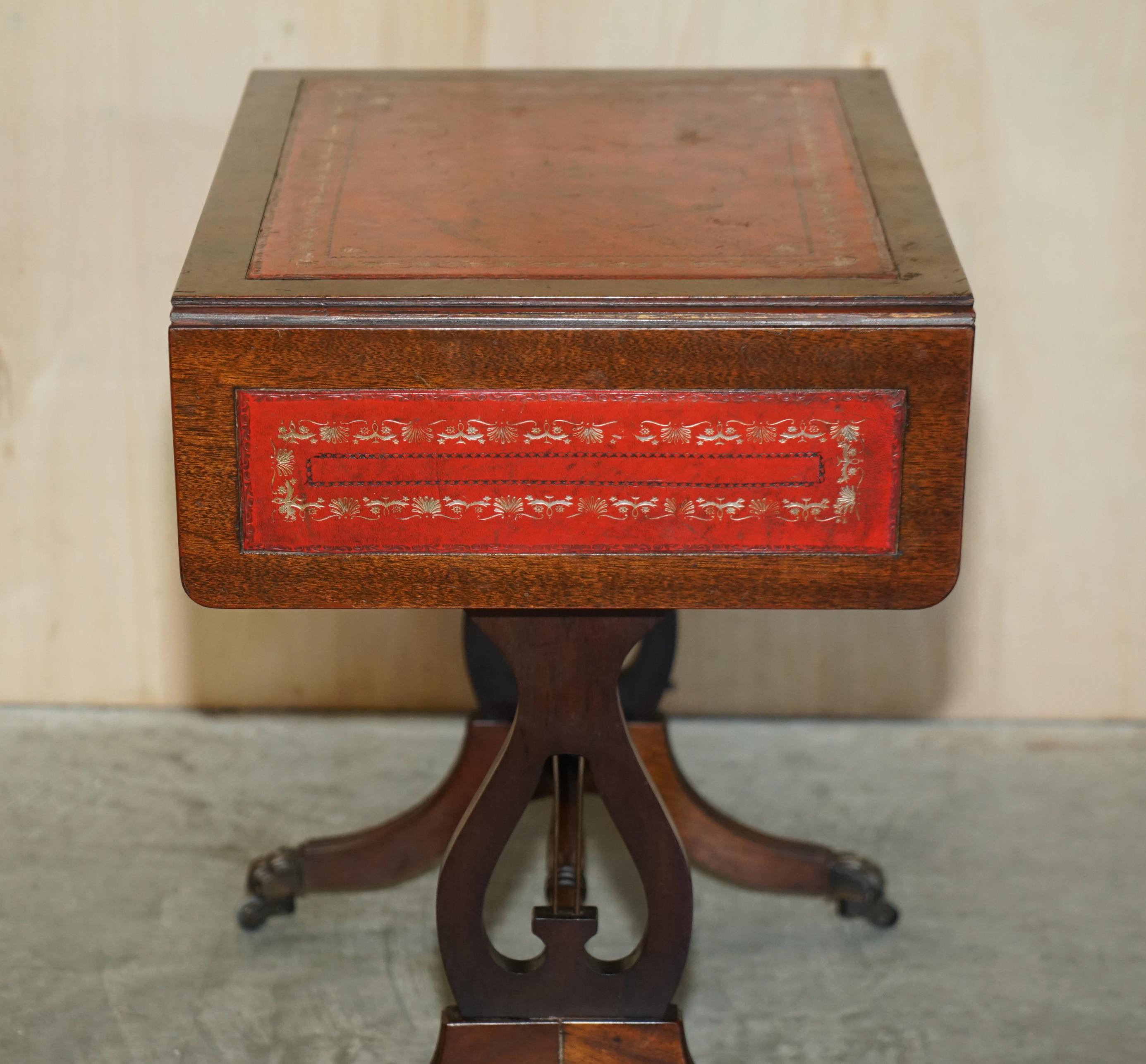 Bevan Funnell Oxblood Leather Side End Table Extending Top Great Games Table For Sale 4