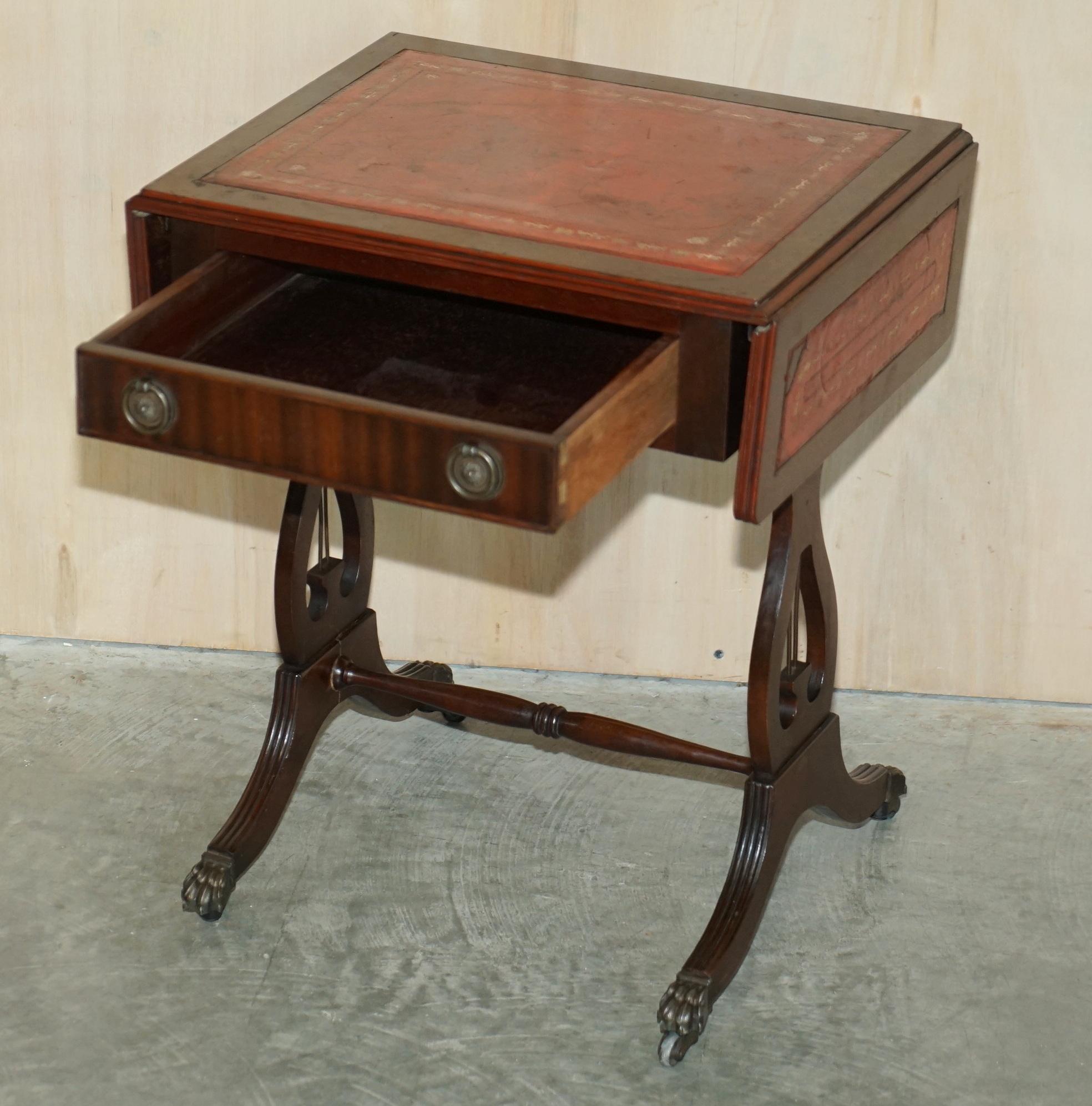 Bevan Funnell Oxblood Leather Side End Table Extending Top Great Games Table For Sale 8