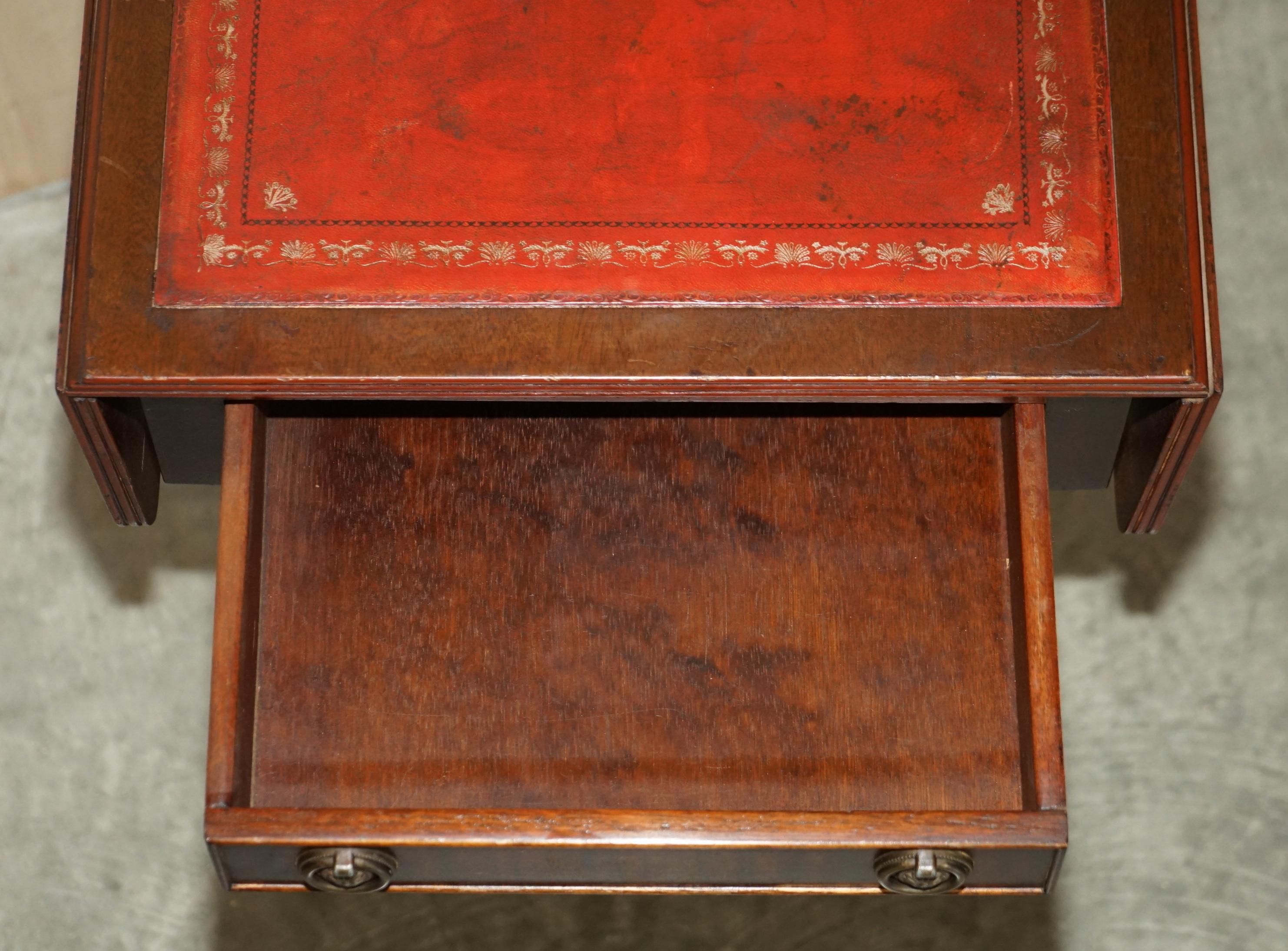 Bevan Funnell Oxblood Leather Side End Table Extending Top Great Games Table For Sale 9