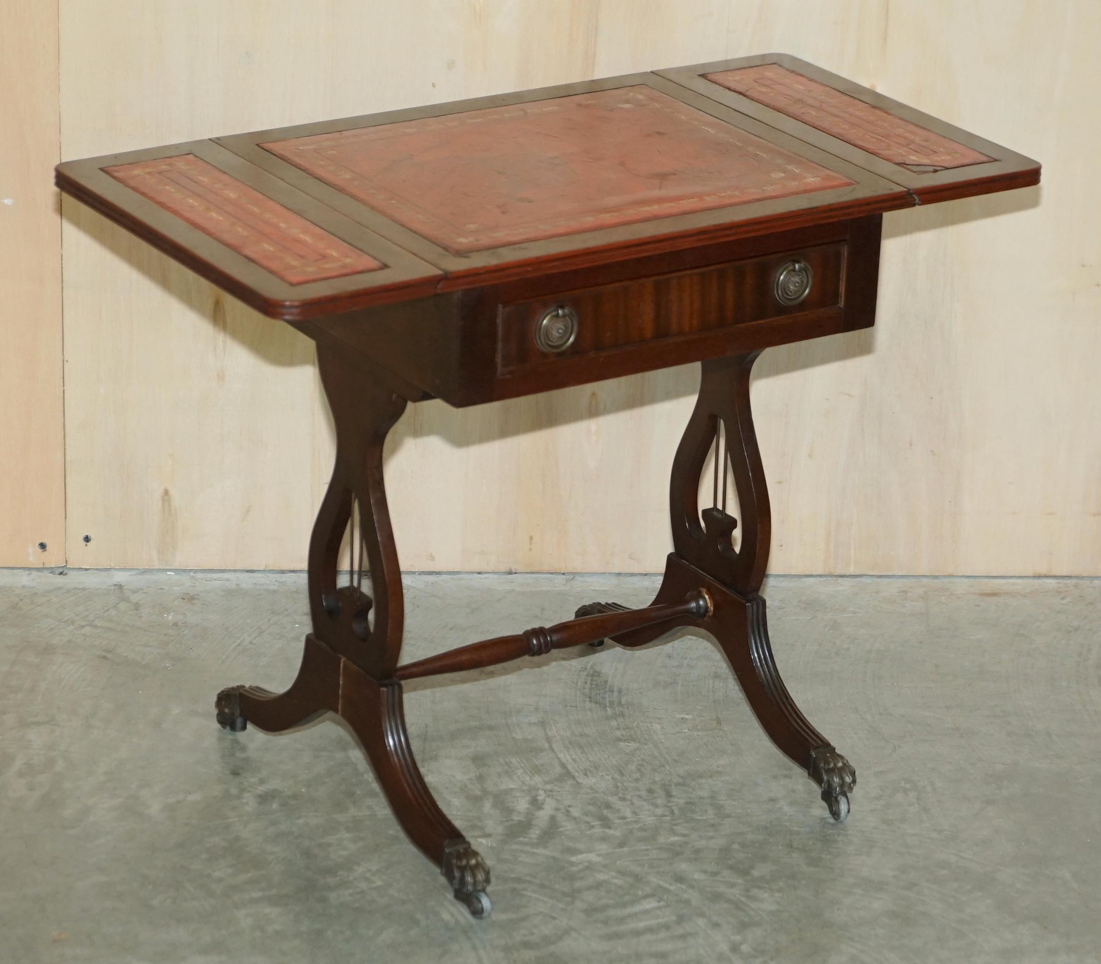Bevan Funnell Oxblood Leather Side End Table Extending Top Great Games Table For Sale 10