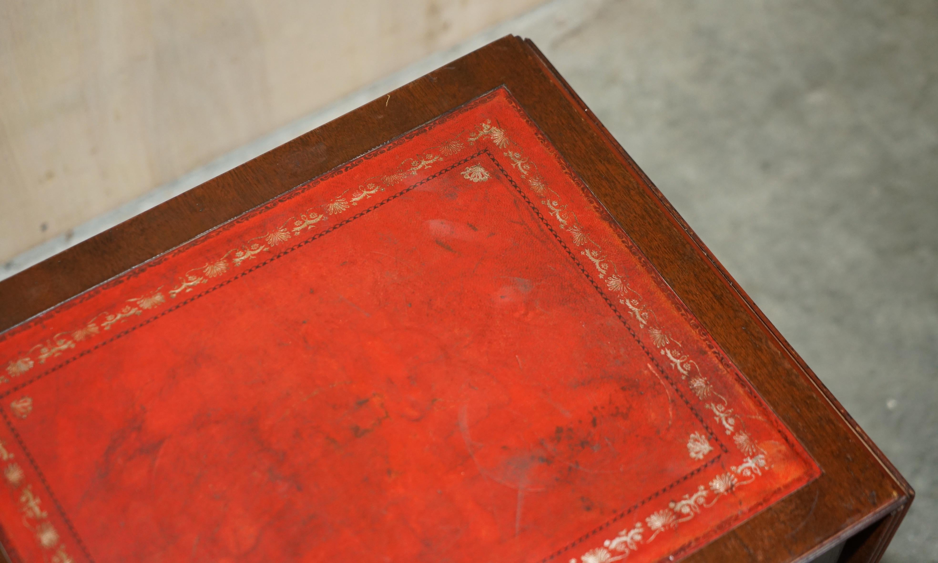 Hand-Crafted Bevan Funnell Oxblood Leather Side End Table Extending Top Great Games Table For Sale