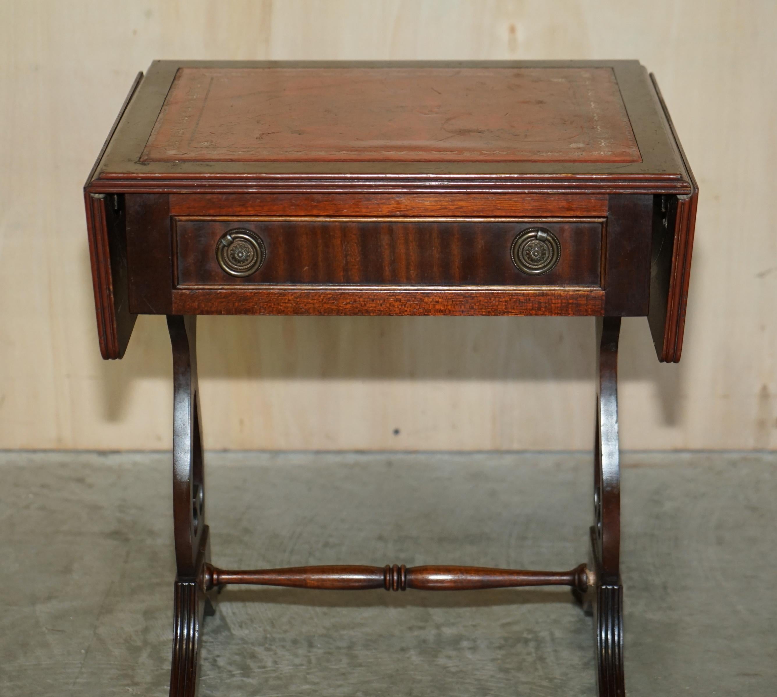 20th Century Bevan Funnell Oxblood Leather Side End Table Extending Top Great Games Table For Sale