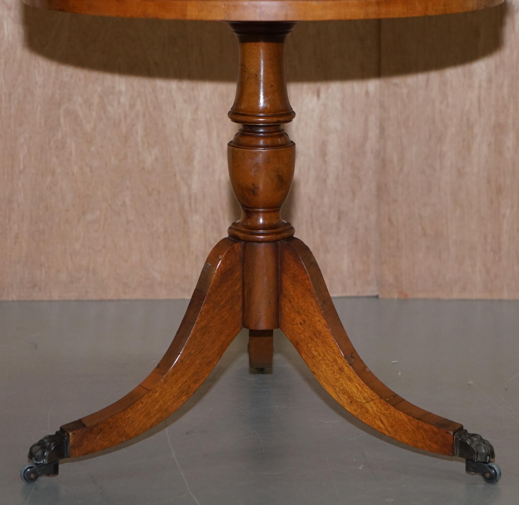 Hand-Crafted Bevan Funnell Pollard Oak Regency Green Leather Drum Side Lamp Wine Table Drawer