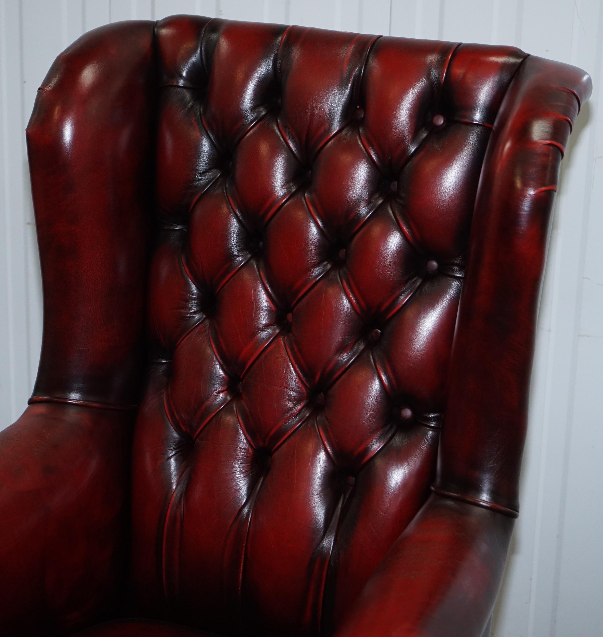 Bevan Funnell Presidents Oxblood Leather Swivel Wingback Office Chair 1
