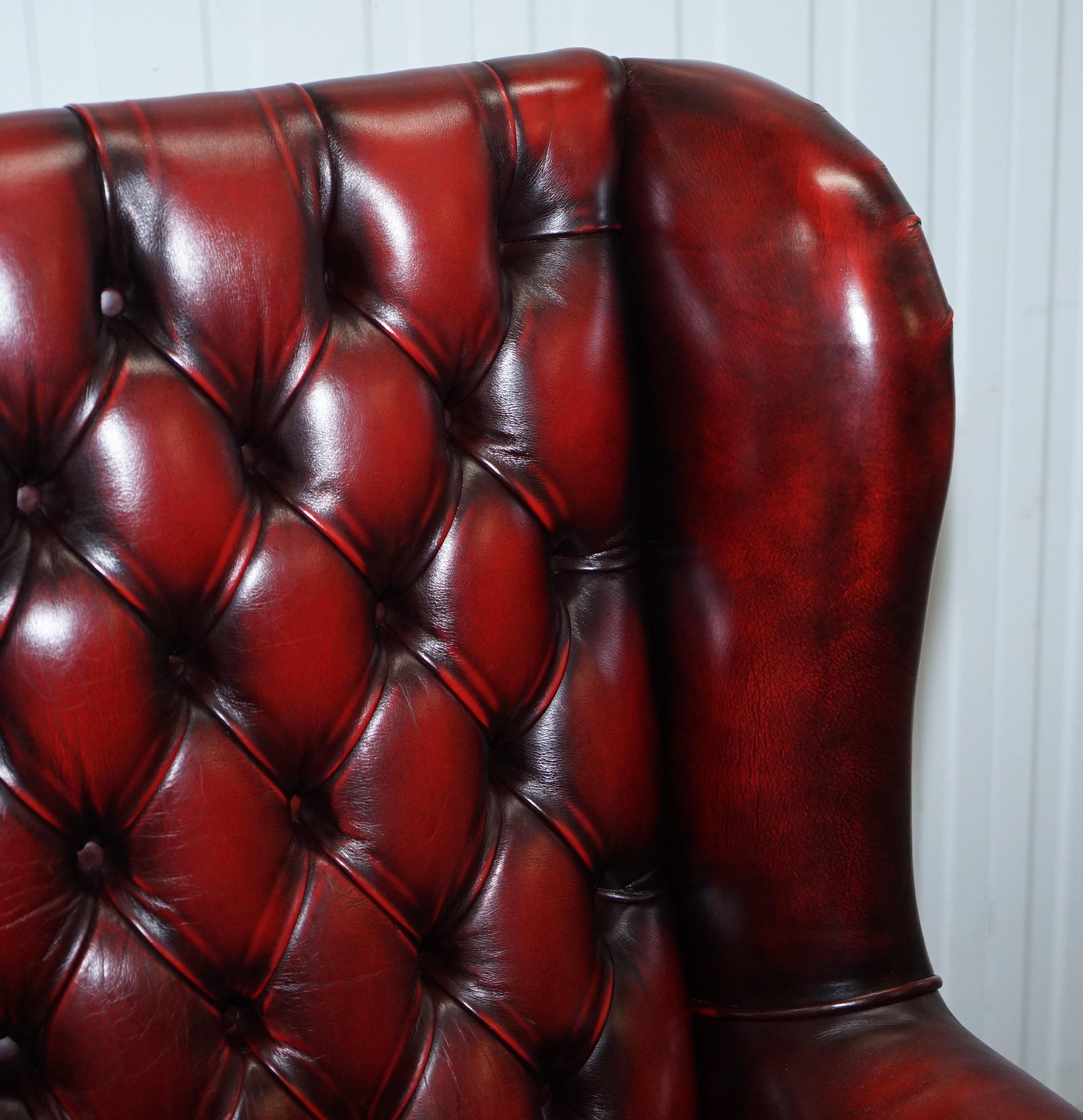 Bevan Funnell Presidents Oxblood Leather Swivel Wingback Office Chair 2