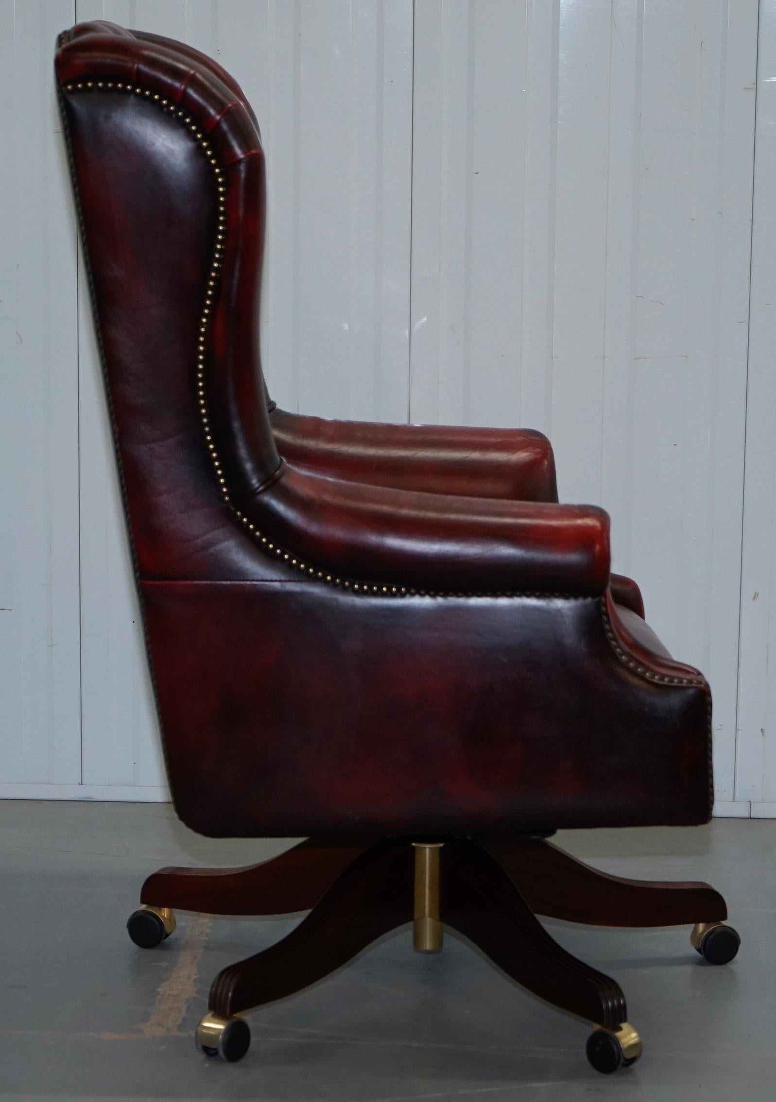 Bevan Funnell Presidents Oxblood Leather Swivel Wingback Office Chair 6