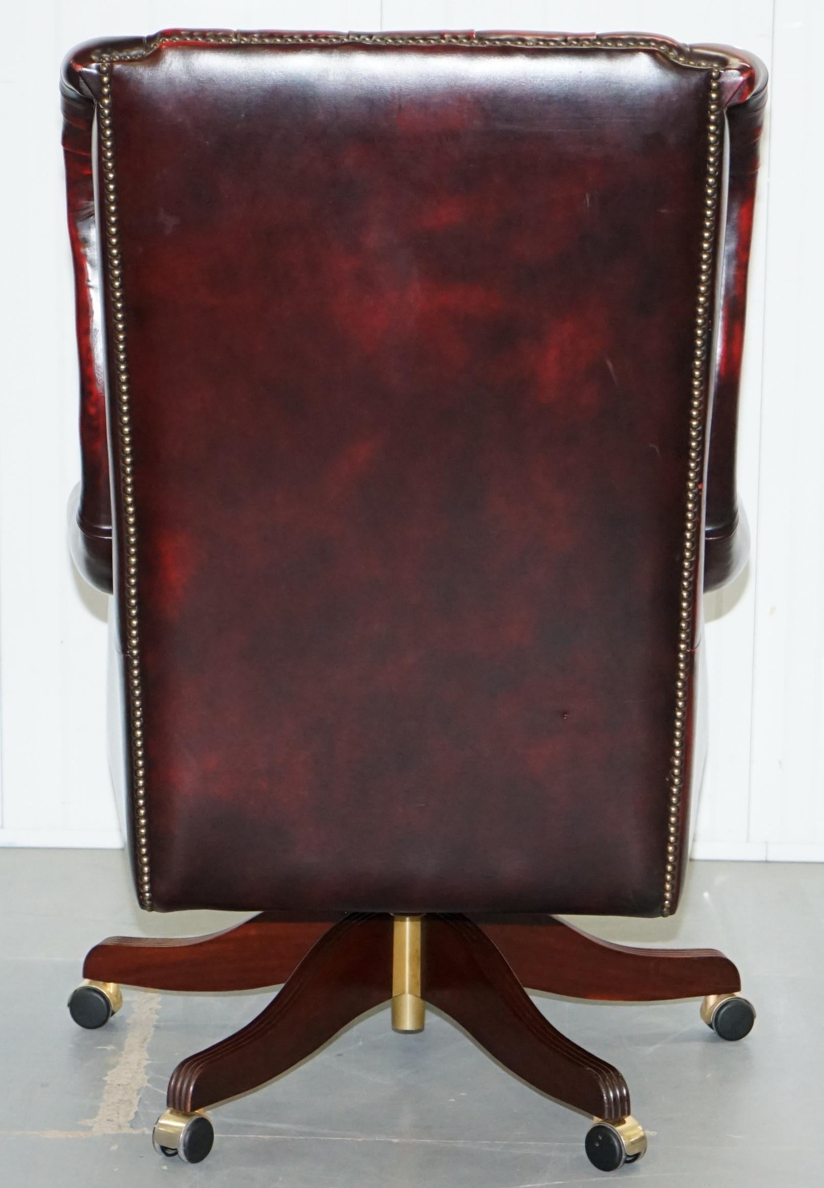Bevan Funnell Presidents Oxblood Leather Swivel Wingback Office Chair 7