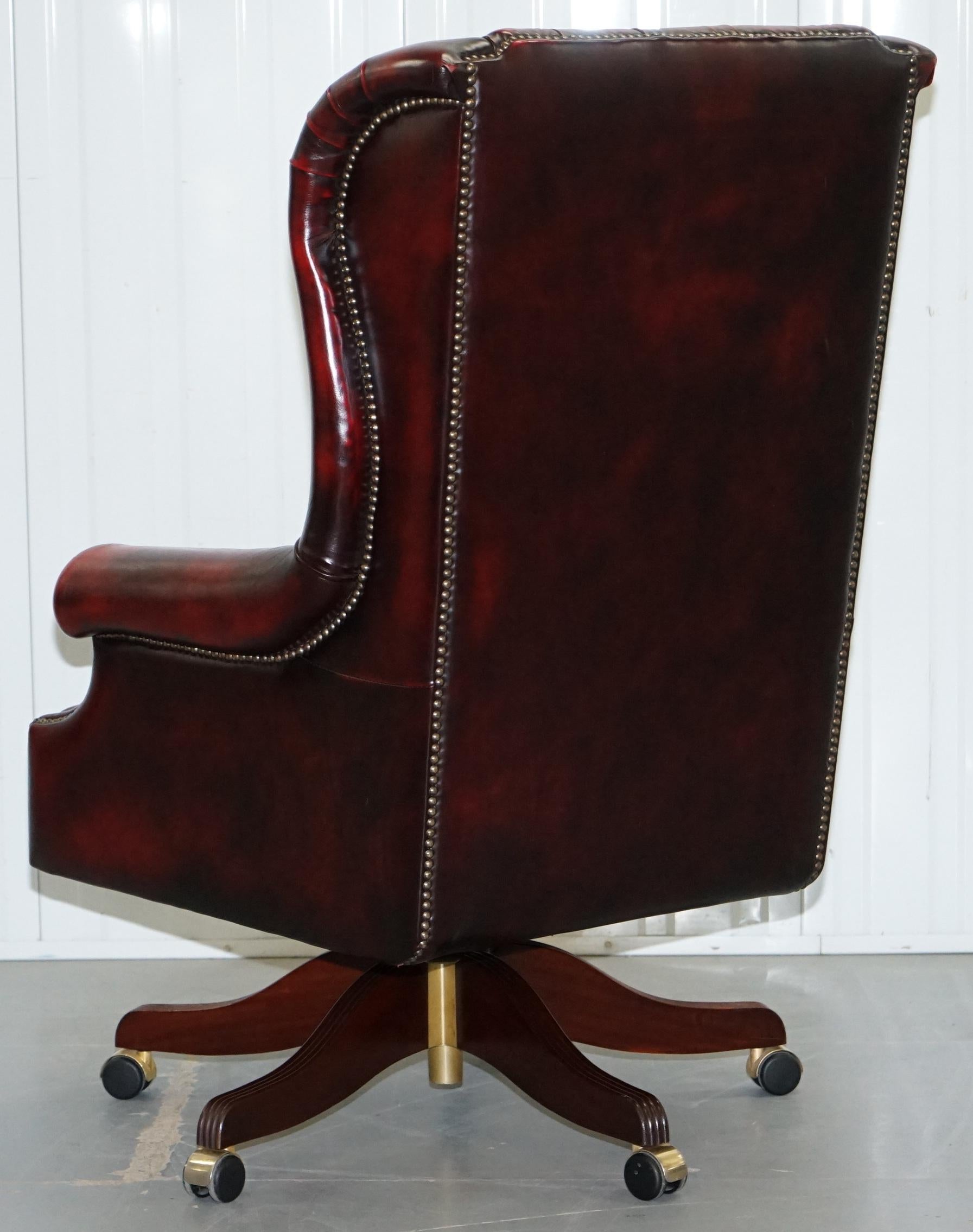 Bevan Funnell Presidents Oxblood Leather Swivel Wingback Office Chair 8