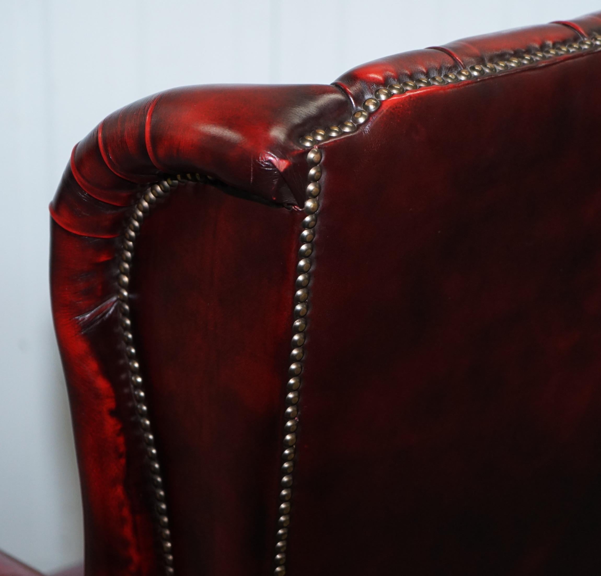 Bevan Funnell Presidents Oxblood Leather Swivel Wingback Office Chair 9