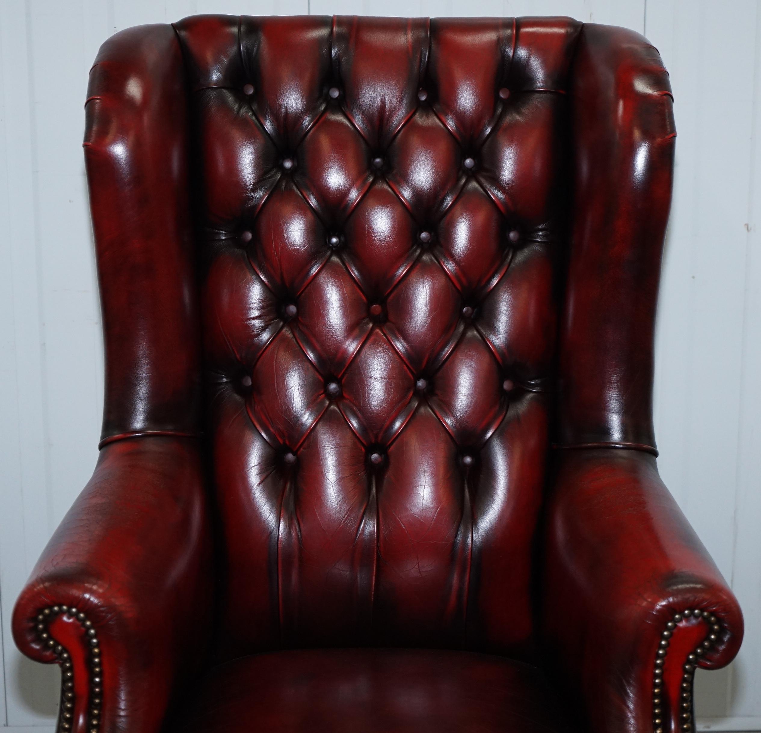 Contemporary Bevan Funnell Presidents Oxblood Leather Swivel Wingback Office Chair