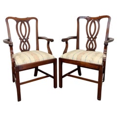 BEVAN FUNNELL Reprodux Mahogany Georgian Straight Leg Dining Armchairs