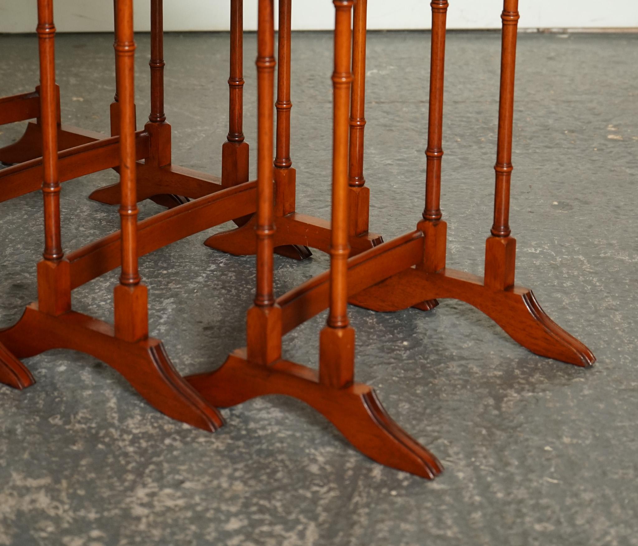 BEVAN FUNNELL YEW WOOD FAUX BAMBOO NEST Of FOUR TABLES For Sale 3