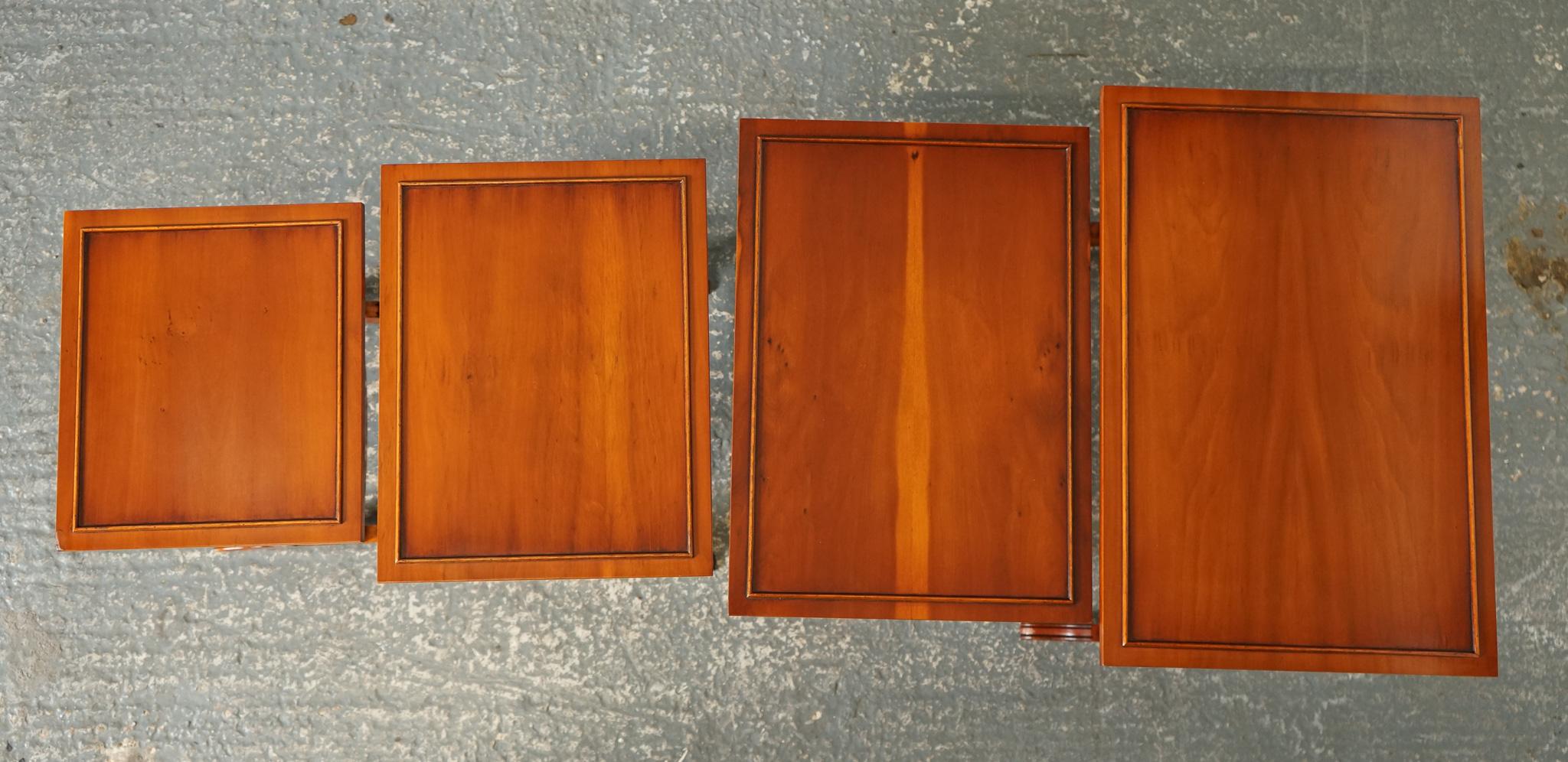 BEVAN FUNNELL YEW WOOD FAUX BAMBOO NEST Of FOUR TABLES For Sale 4
