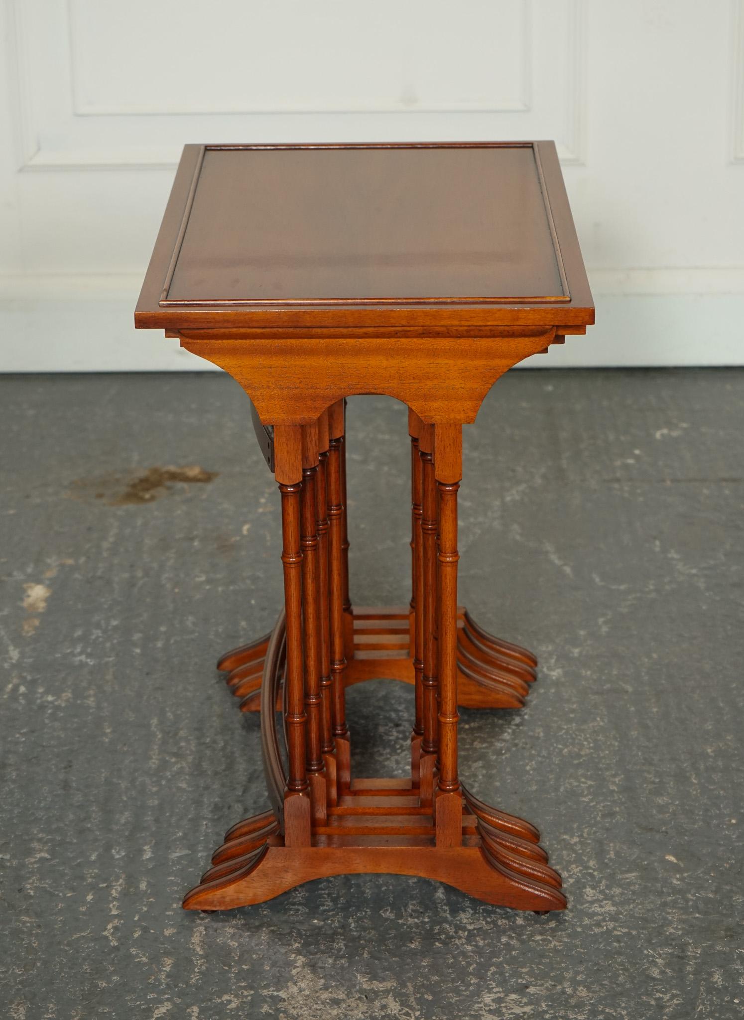 20th Century BEVAN FUNNELL YEW WOOD FAUX BAMBOO NEST Of FOUR TABLES For Sale