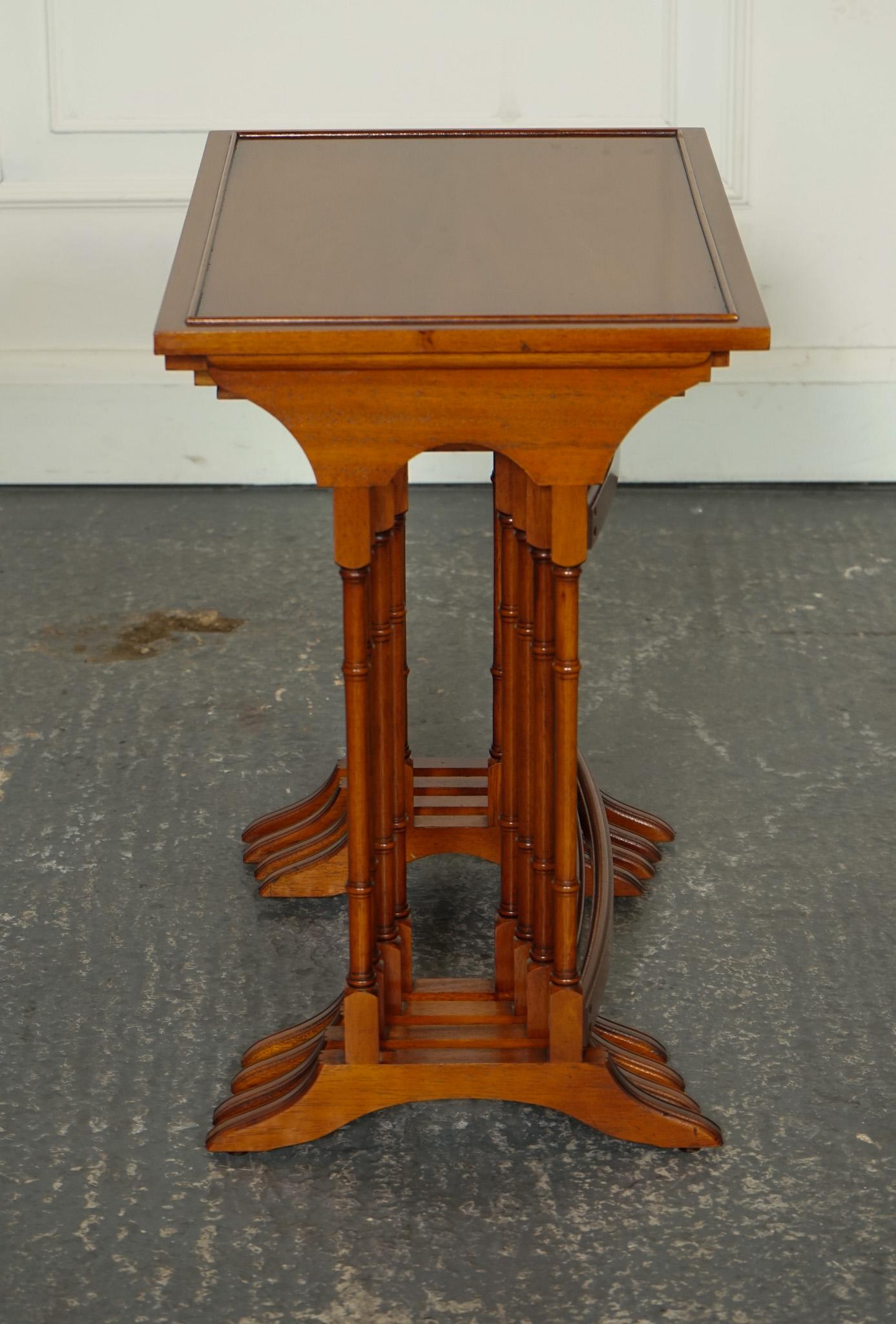BEVAN FUNNELL YEW WOOD FAUX BAMBOO NEST Of FOUR TABLES For Sale 1