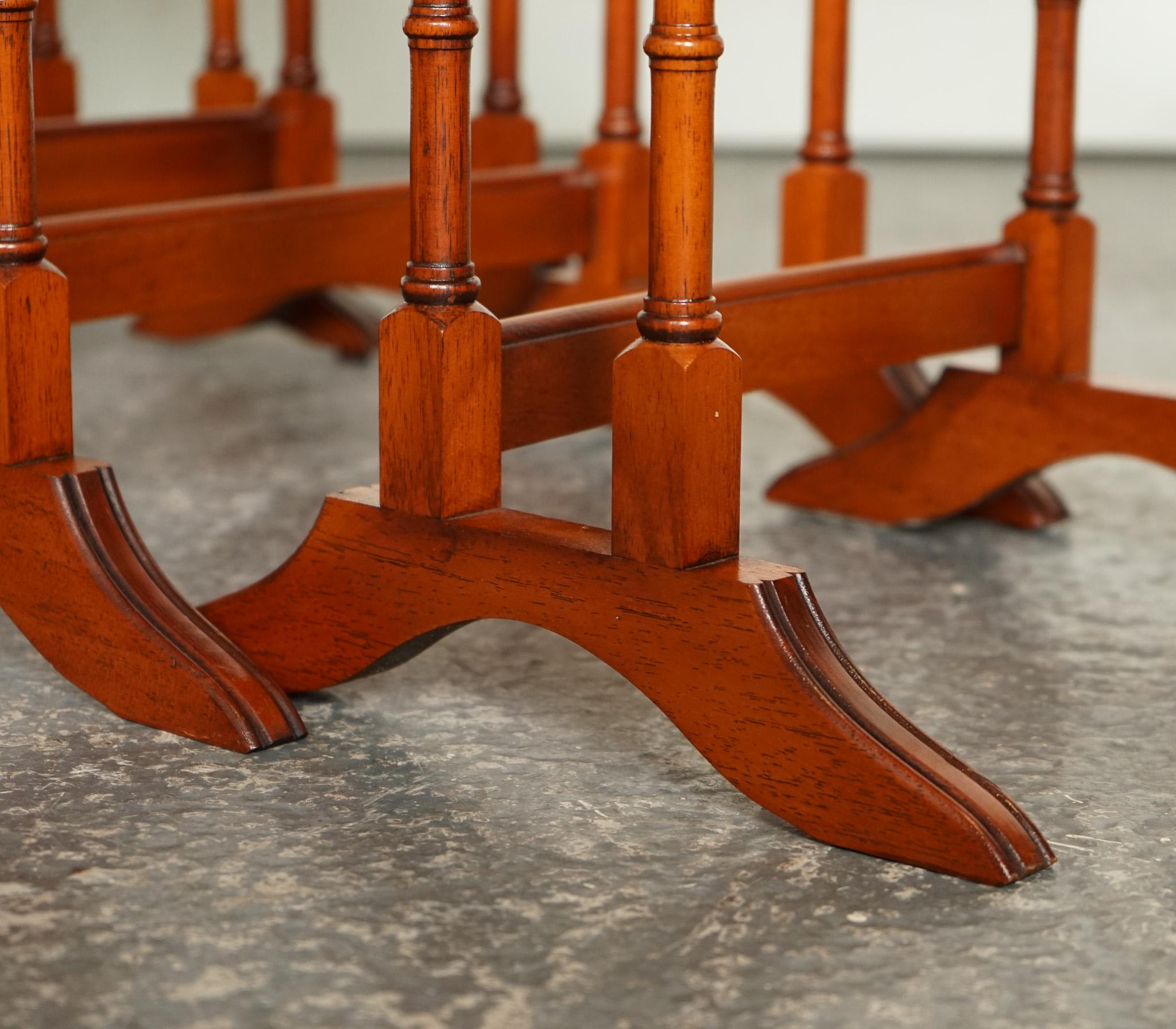 BEVAN FUNNELL YEW WOOD FAUX BAMBOO NEST Of FOUR TABLES For Sale 2
