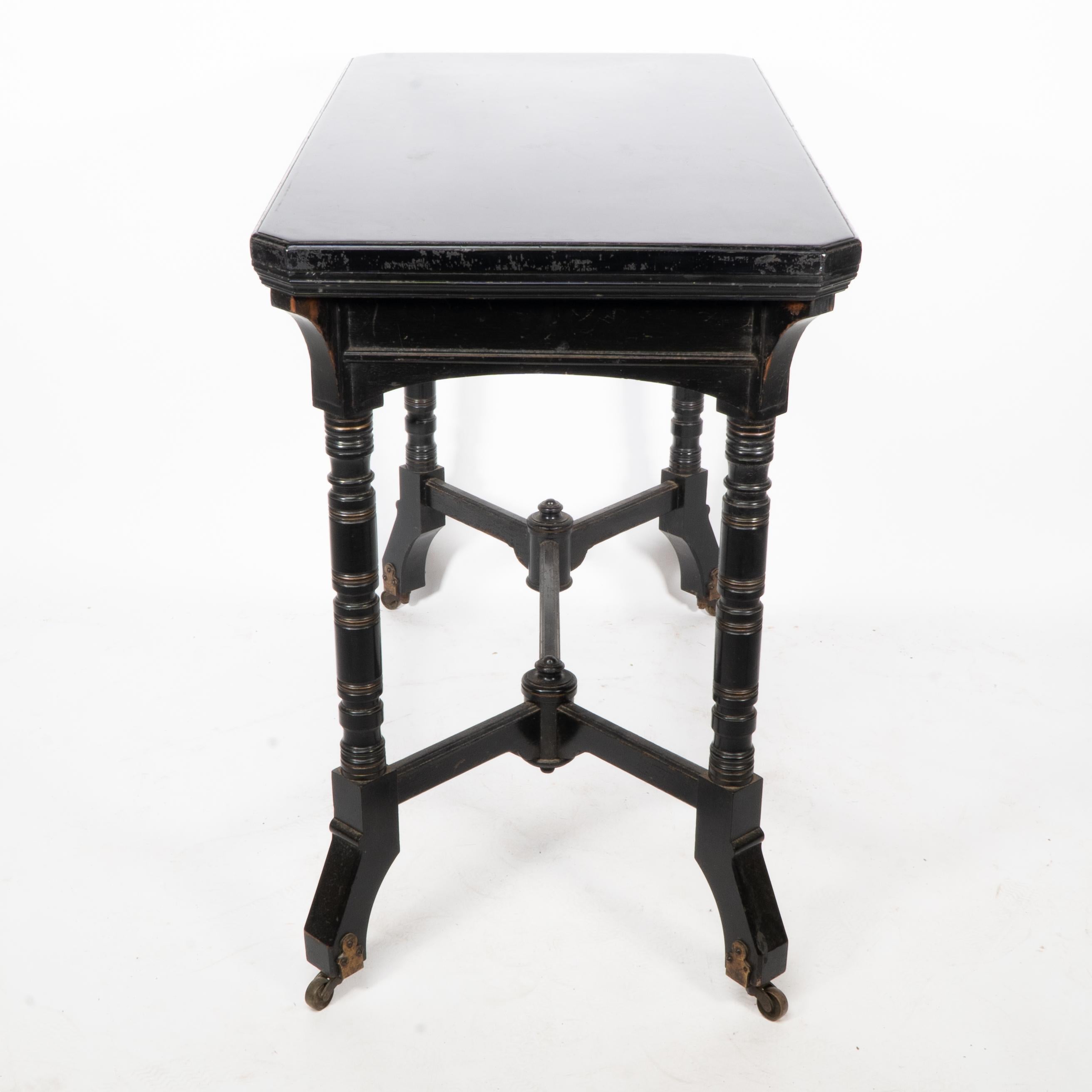 Mid-19th Century Bevan. Marsh Jones & Cribb. An Aesthetic Movement walnut ebonized card table For Sale
