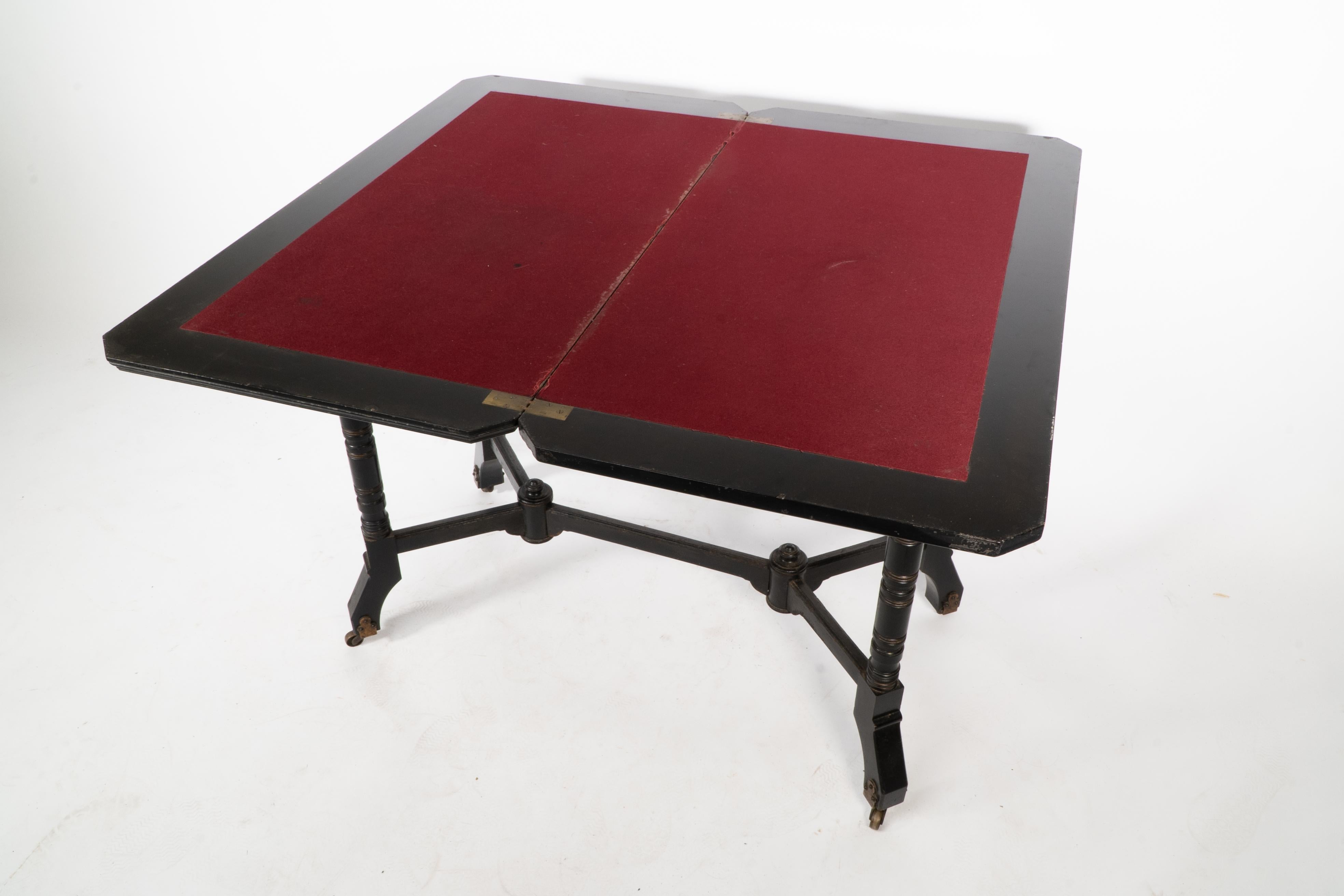 Bevan. Marsh Jones & Cribb. An Aesthetic Movement walnut ebonized card table For Sale 2