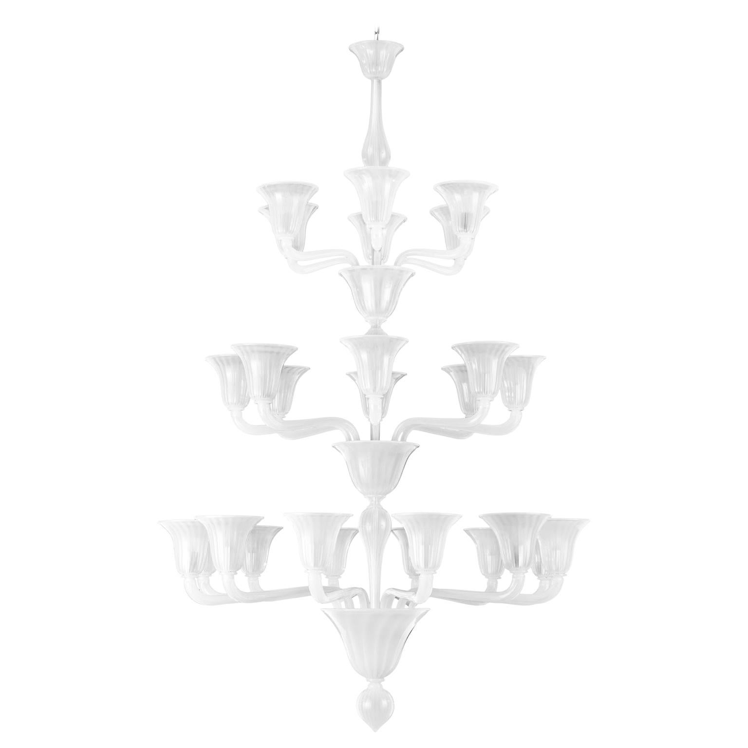 Chandelier 26 arms 3 Tiers, Silk Rigadin Murano Glass by Multiforme