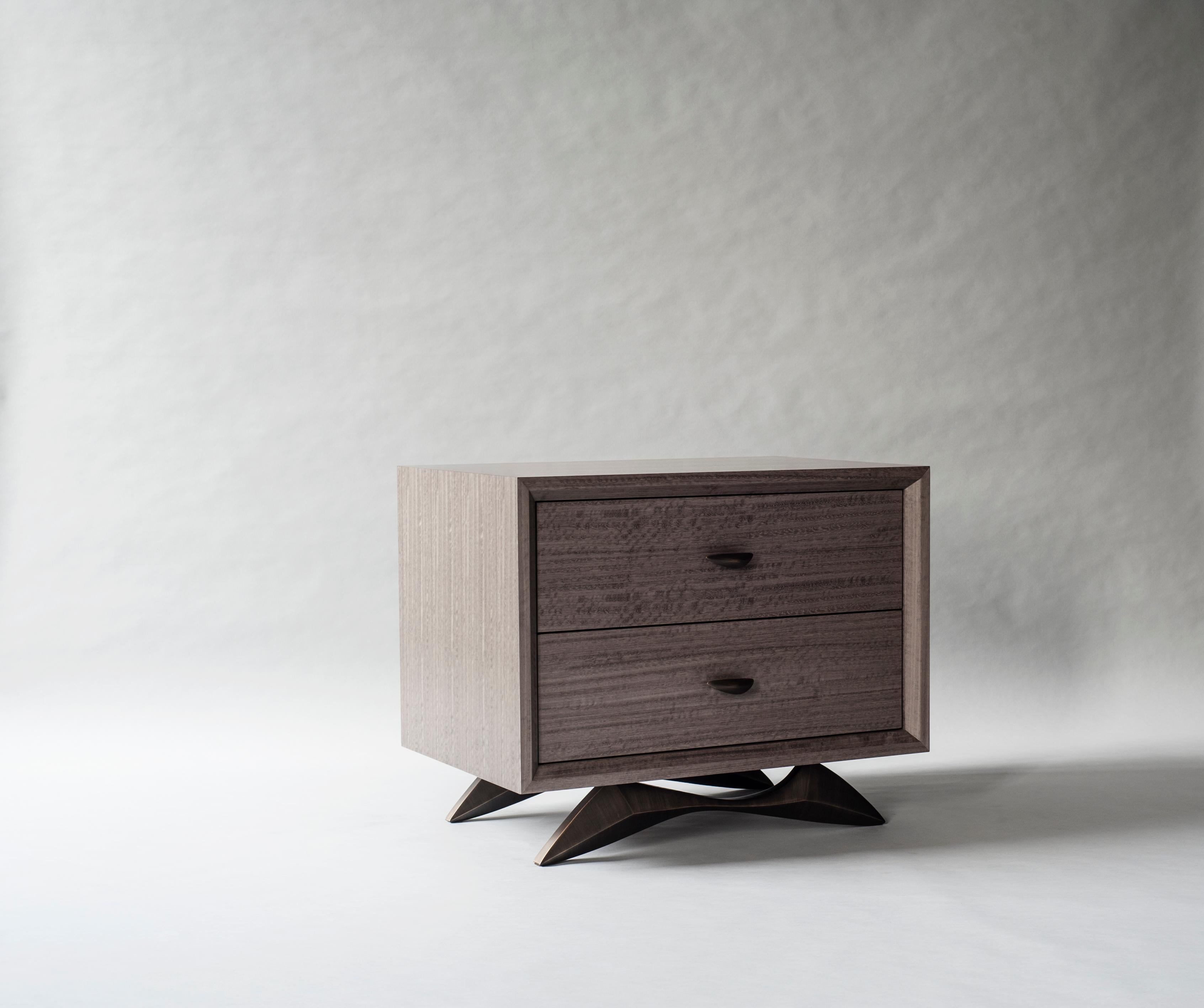 Bronze Bevel Bedside Table by DeMuro Das For Sale