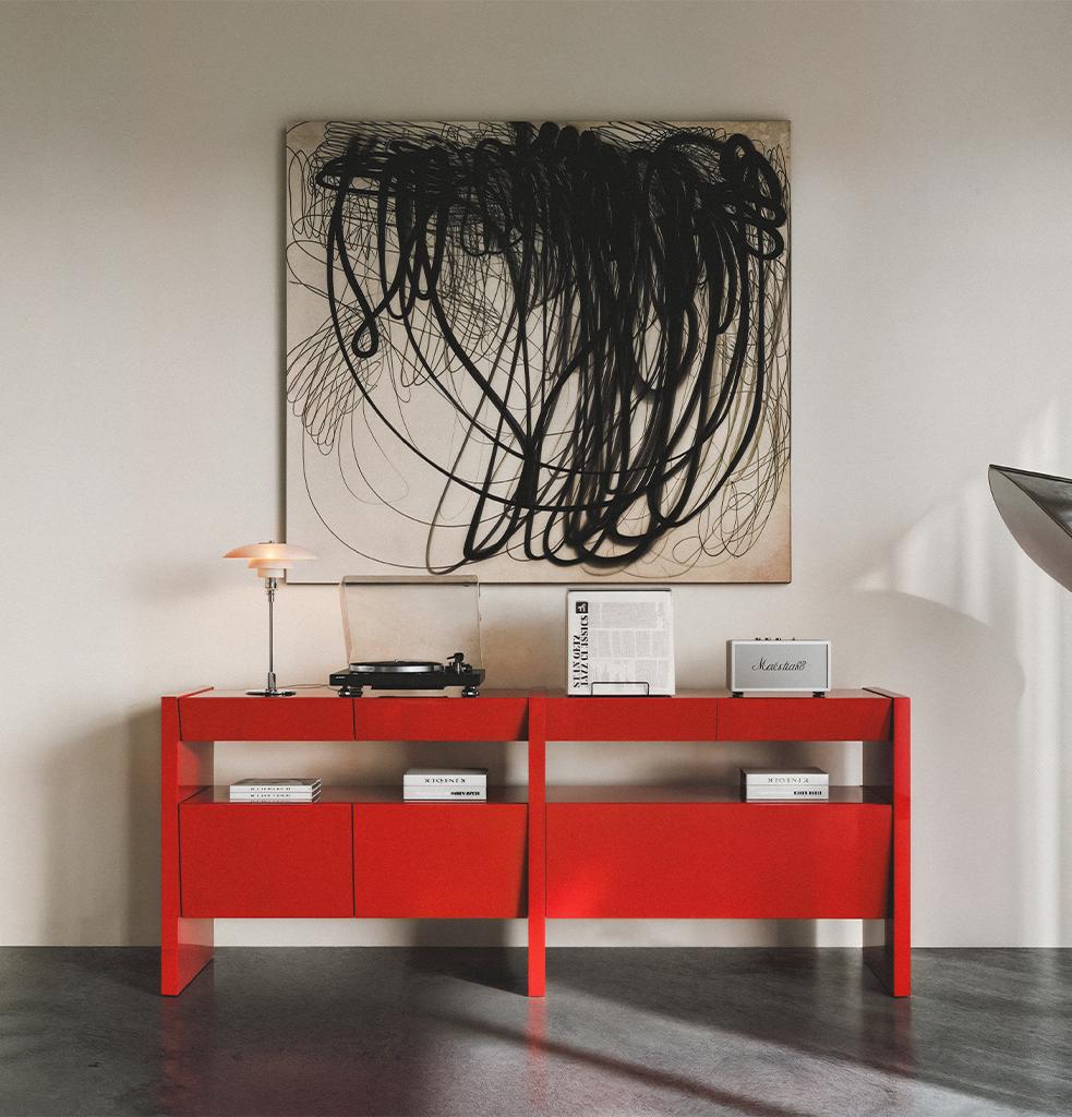 Turkish Bevel Consol High Gloss Red by Hermhaus For Sale