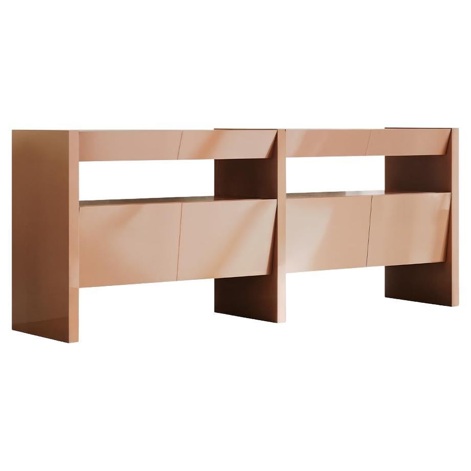 Bevel Consol High Gloss Salmon by Hermhaus For Sale