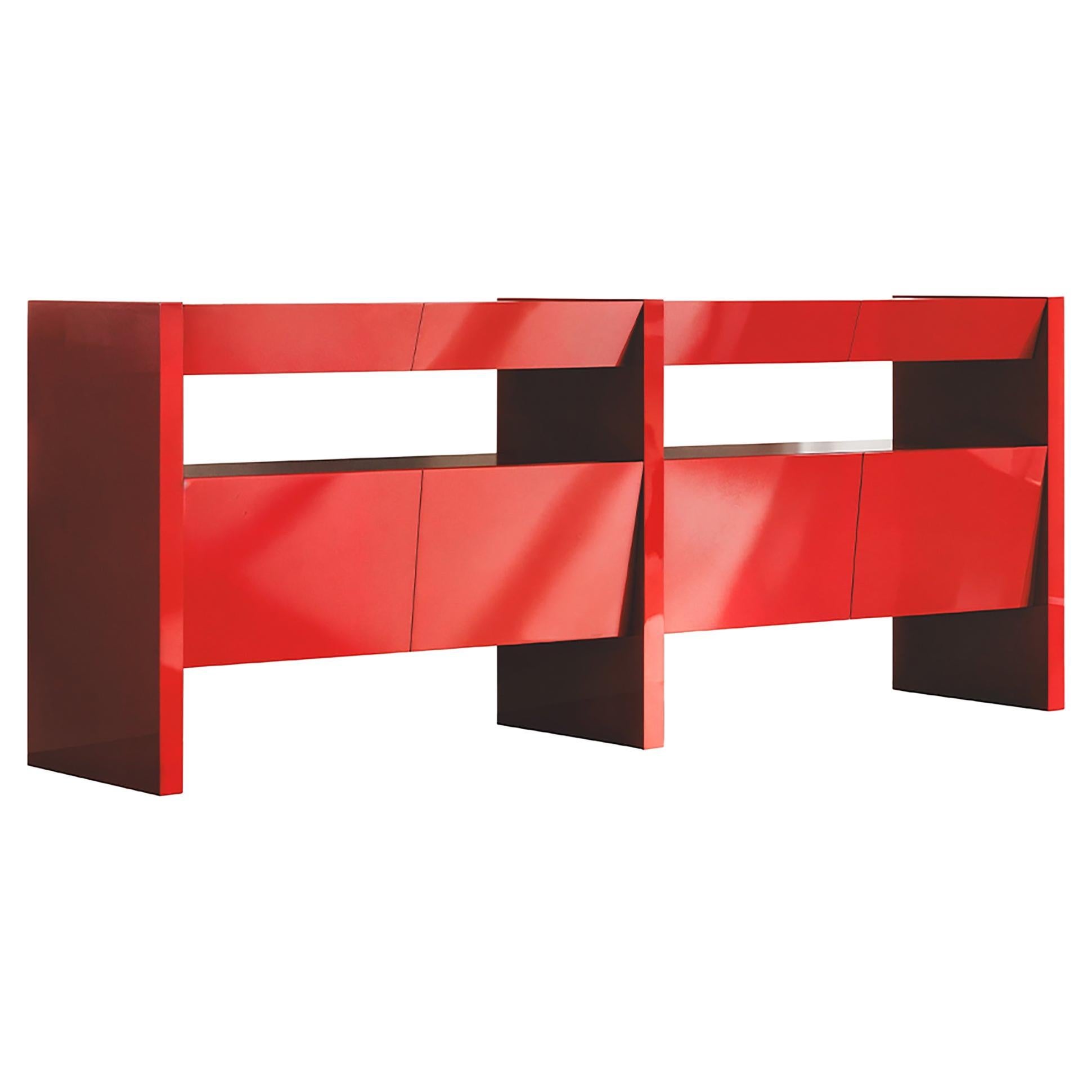 Consola Bevel Rojo Alto Brillo by Hermhaus