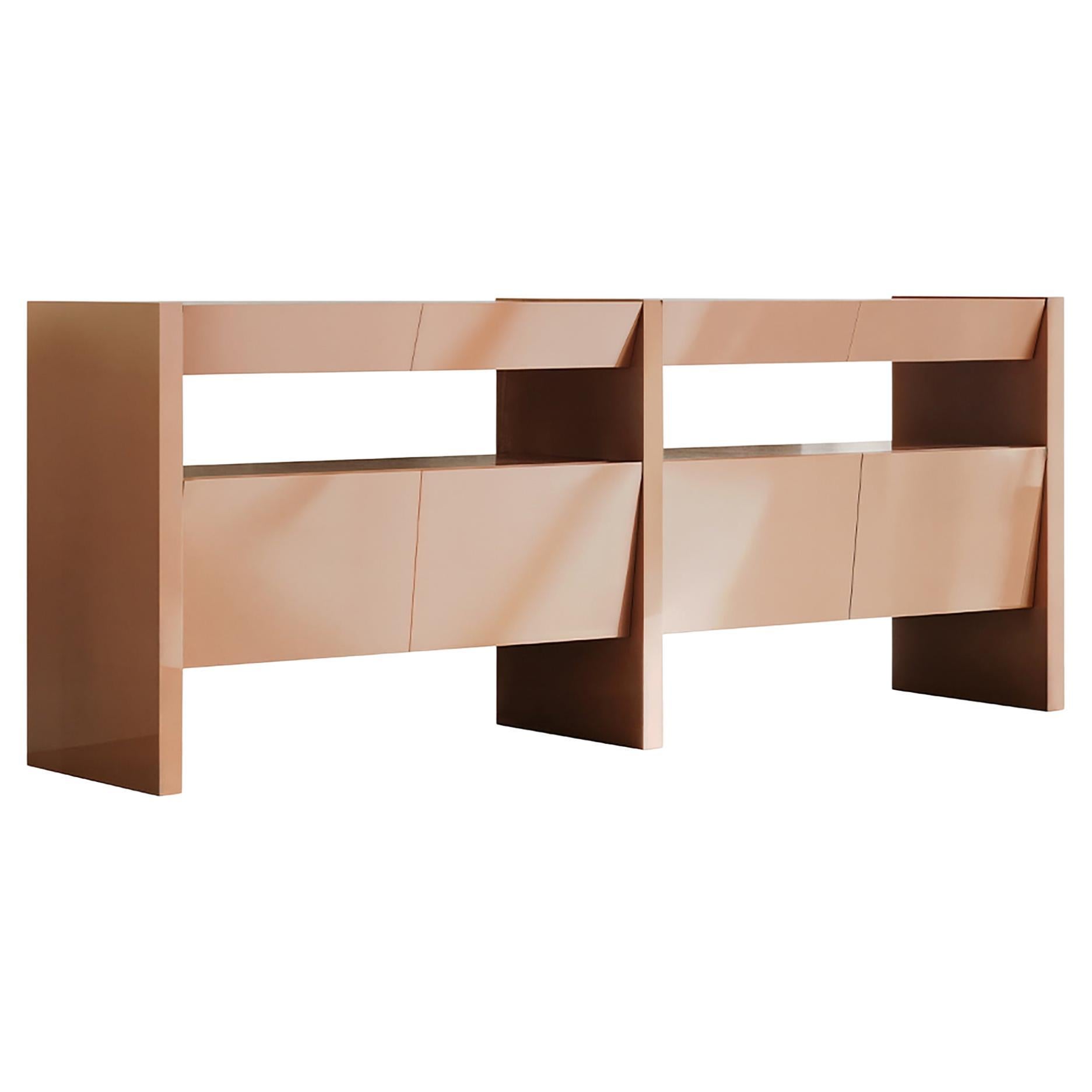 Bevel Console High Gloss Salmon by Hermhaus – Modern Designer Storage Console