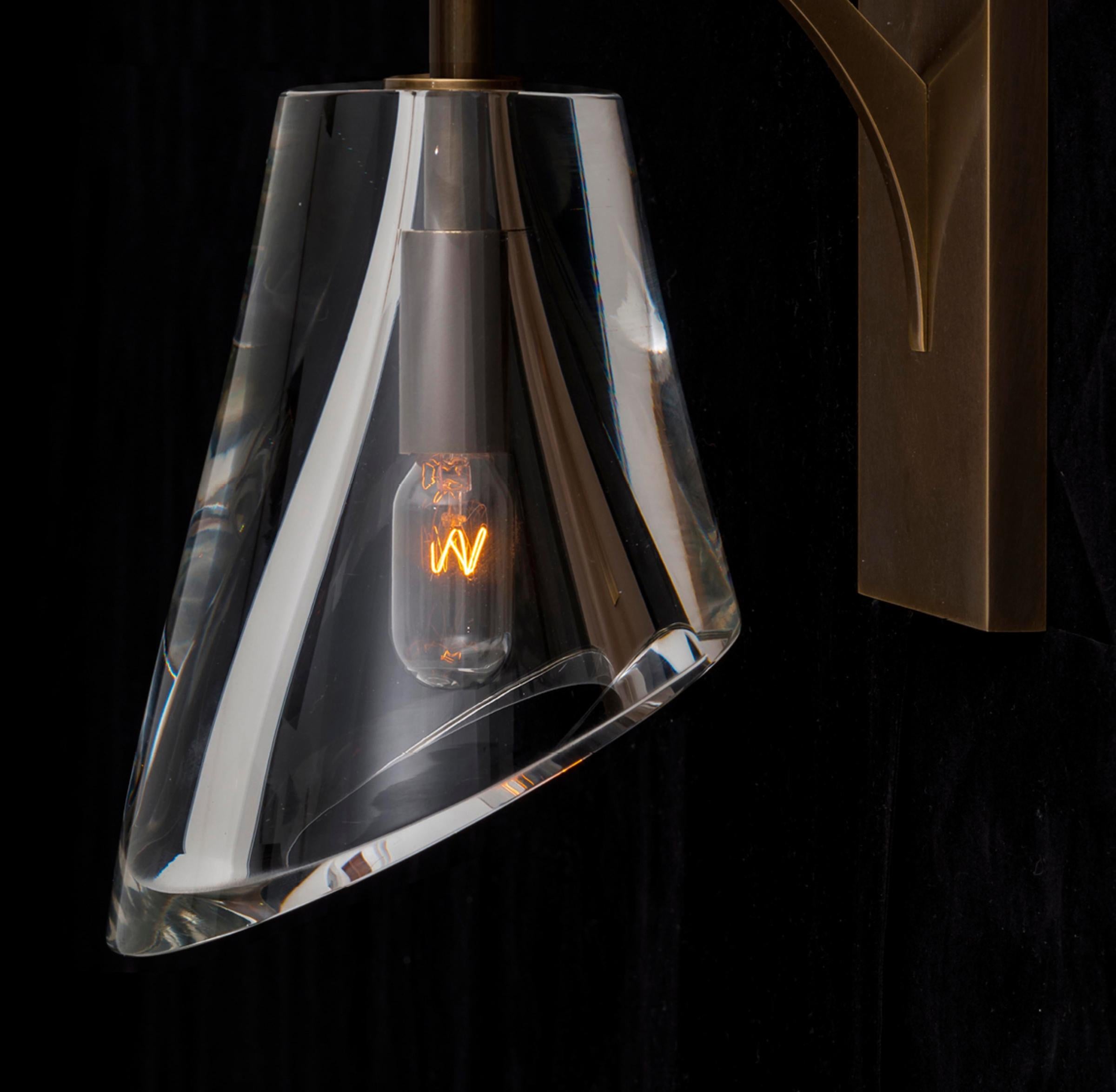 American Bevel Handmade Wall Sconce in Amber Bronze Frame by Alison Berger Glassworks