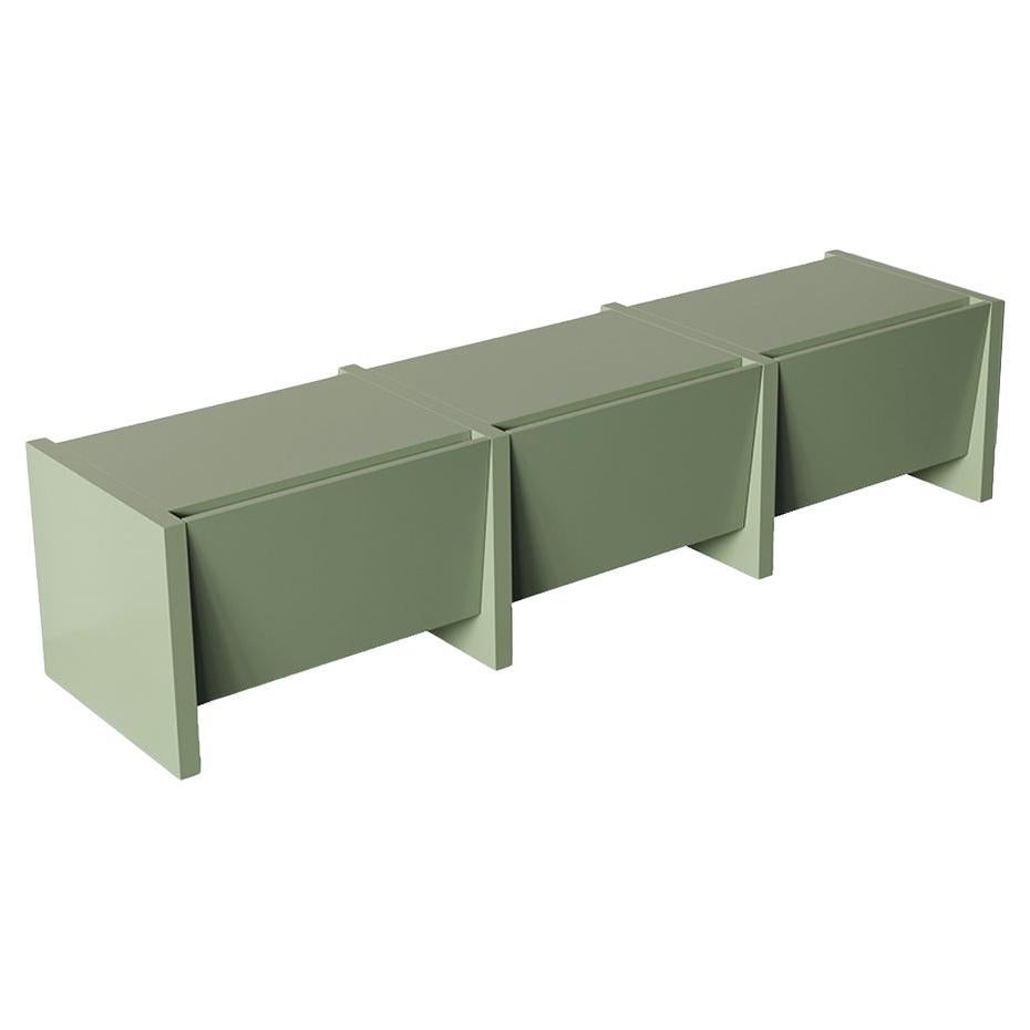 Console basse Bevel Green 3 couvercle Hermhaus