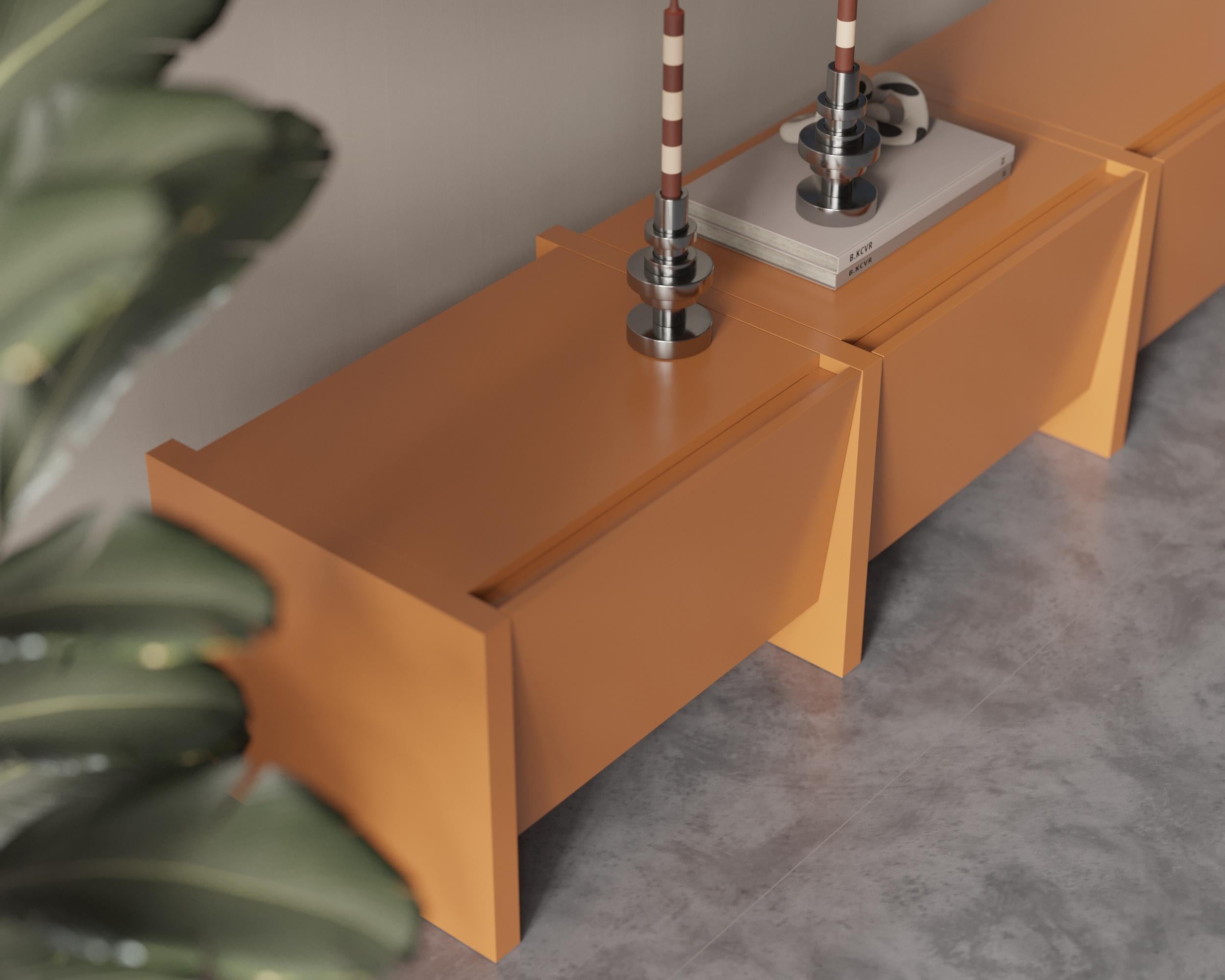 Turkish Bevel Low Sideboard Orange 3 Cover by Hermhaus For Sale